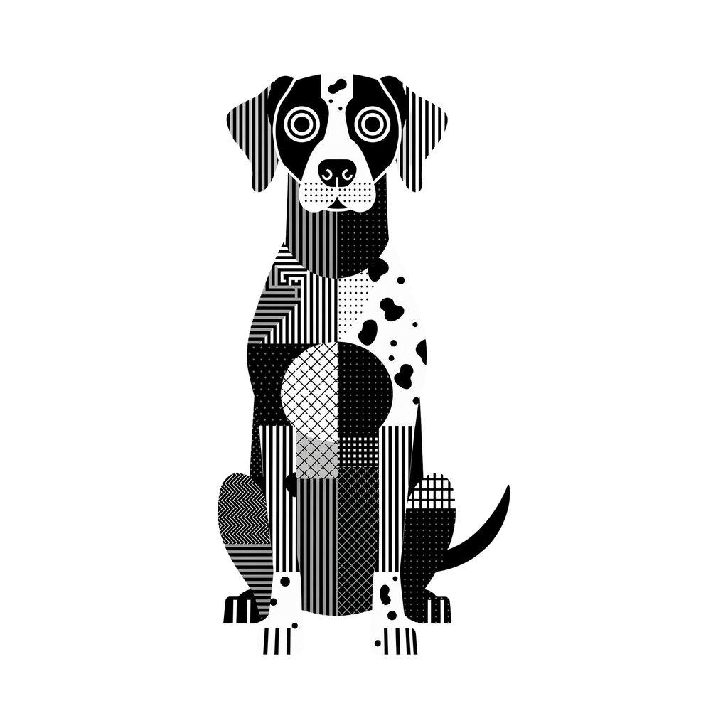 German Pointer Geometric Line Art - White