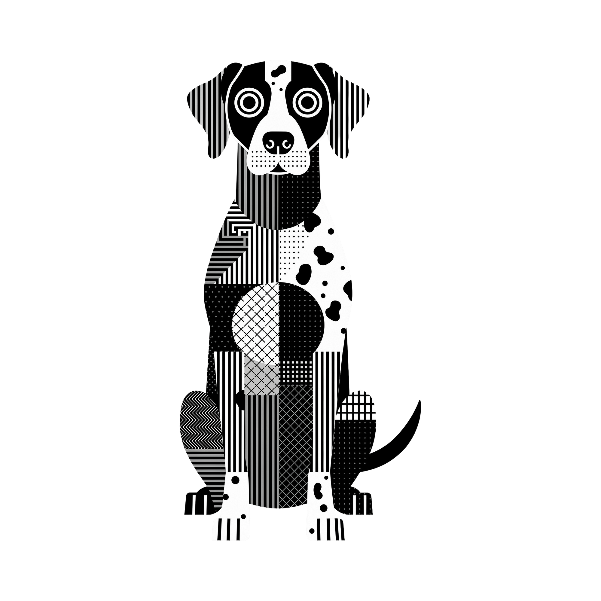 German Pointer Geometric Line Art - White