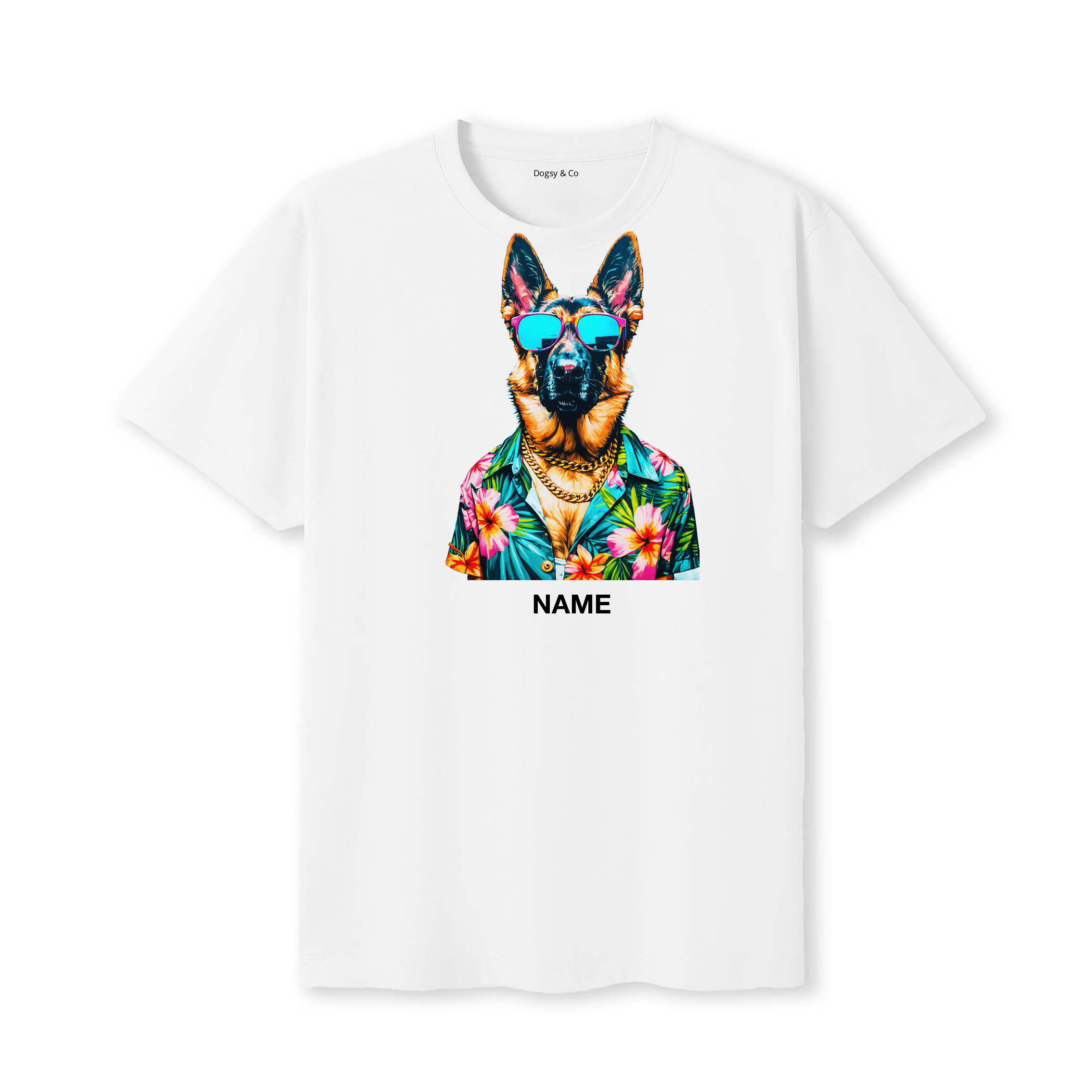 German Shepherd Hawaii Dog Custom T-Shirt - White