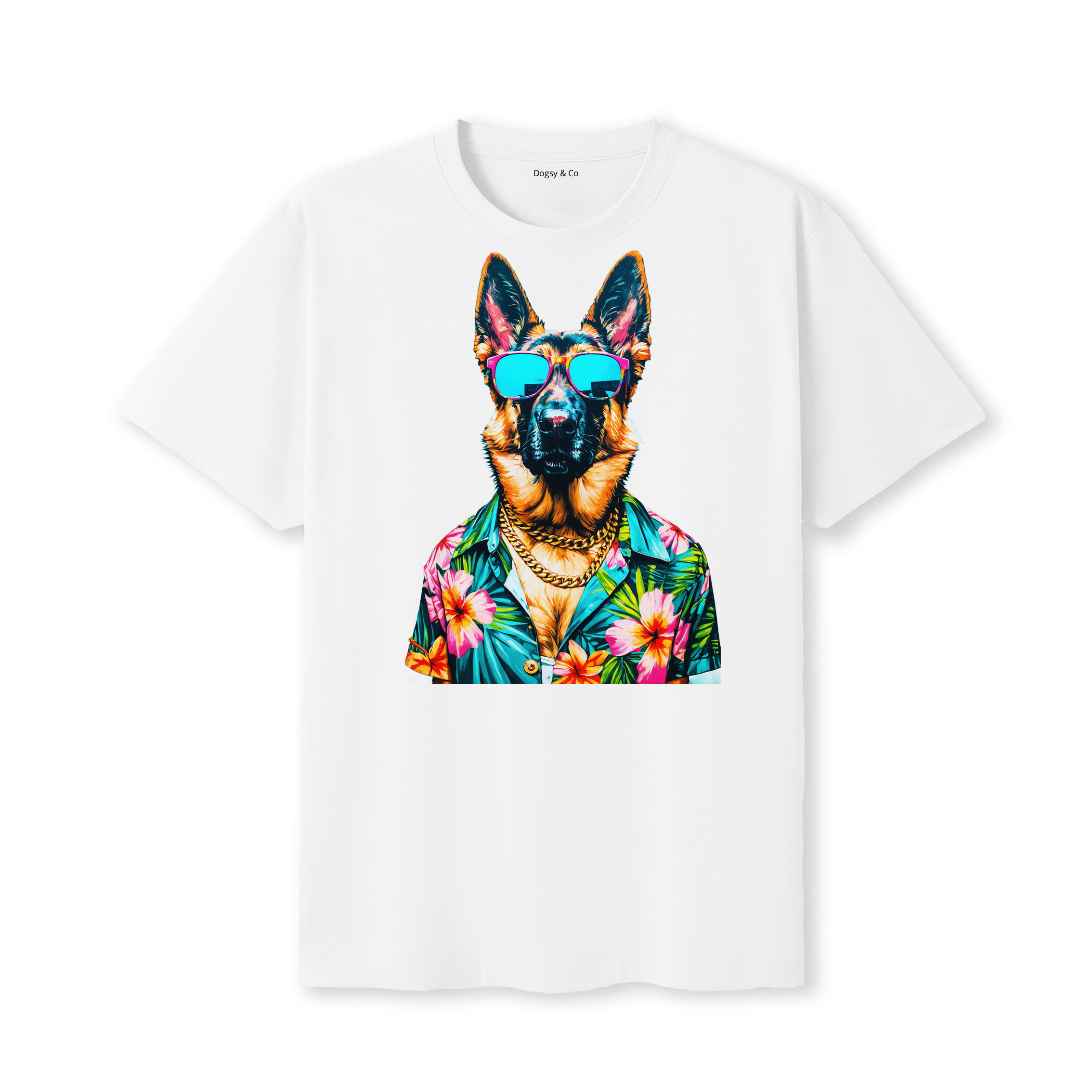 German Shepherd Hawaii Dog T-Shirt - White