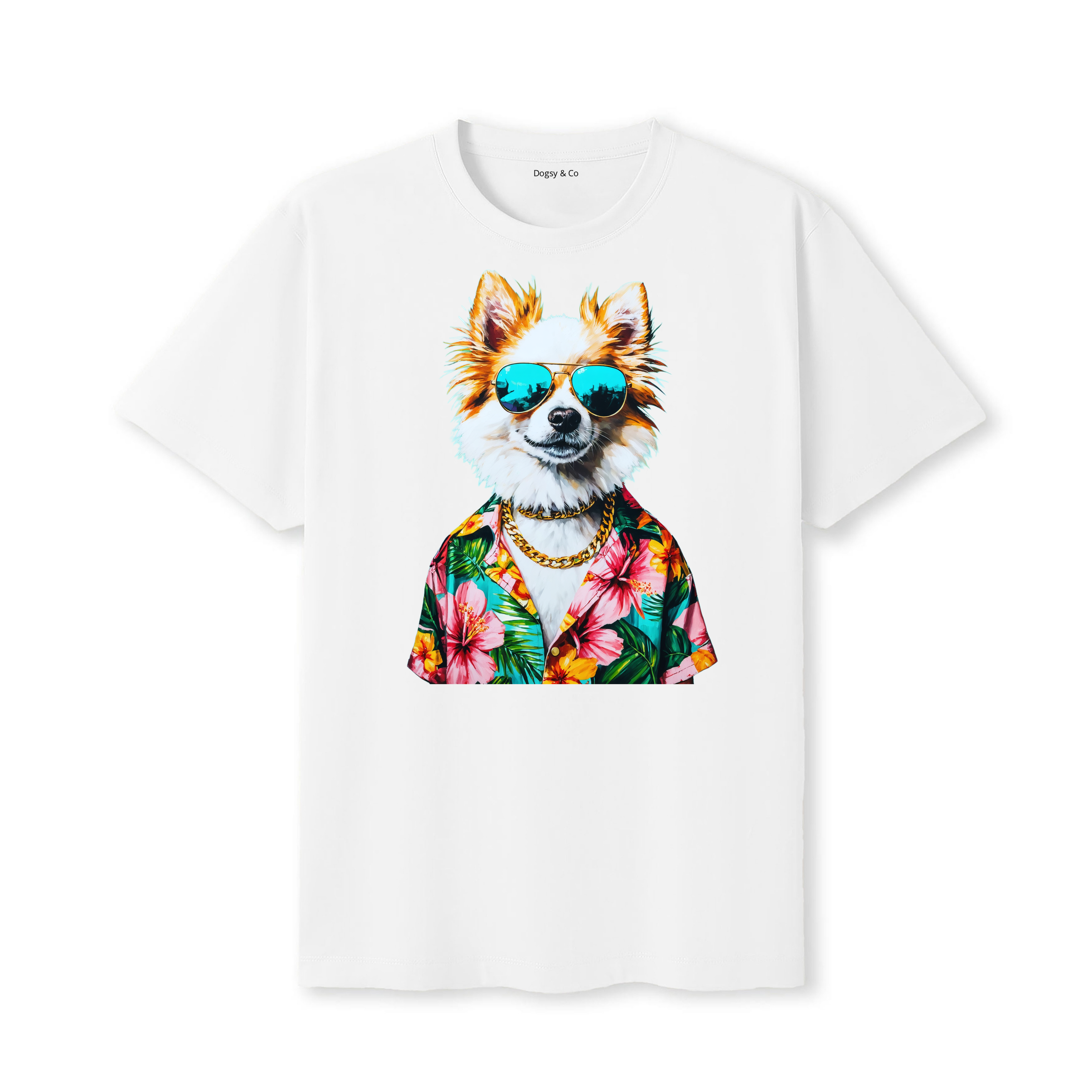 German Spitz Hawaii Dog T-Shirt - White