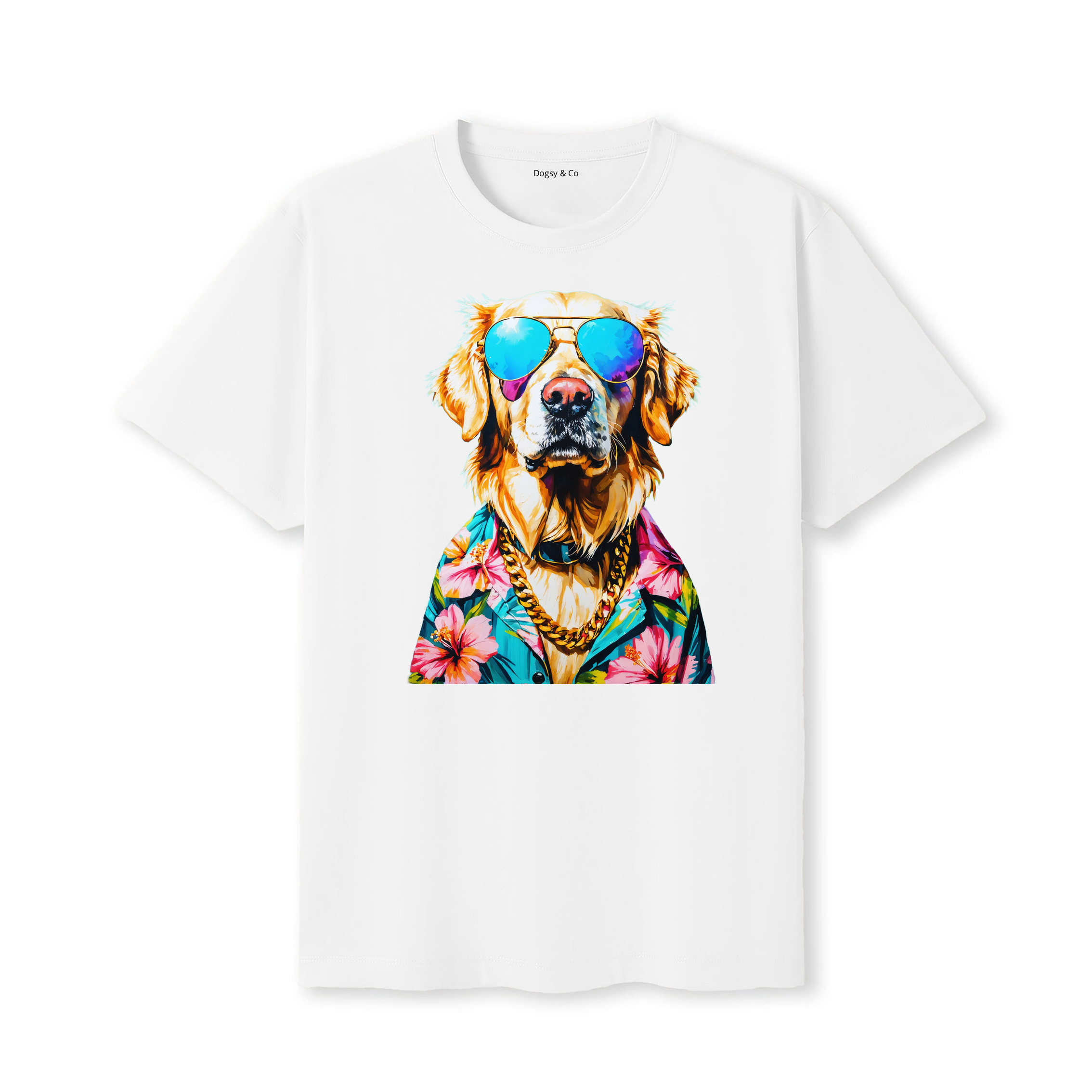 Golden Retriever Hawaii Dog T-Shirt - White