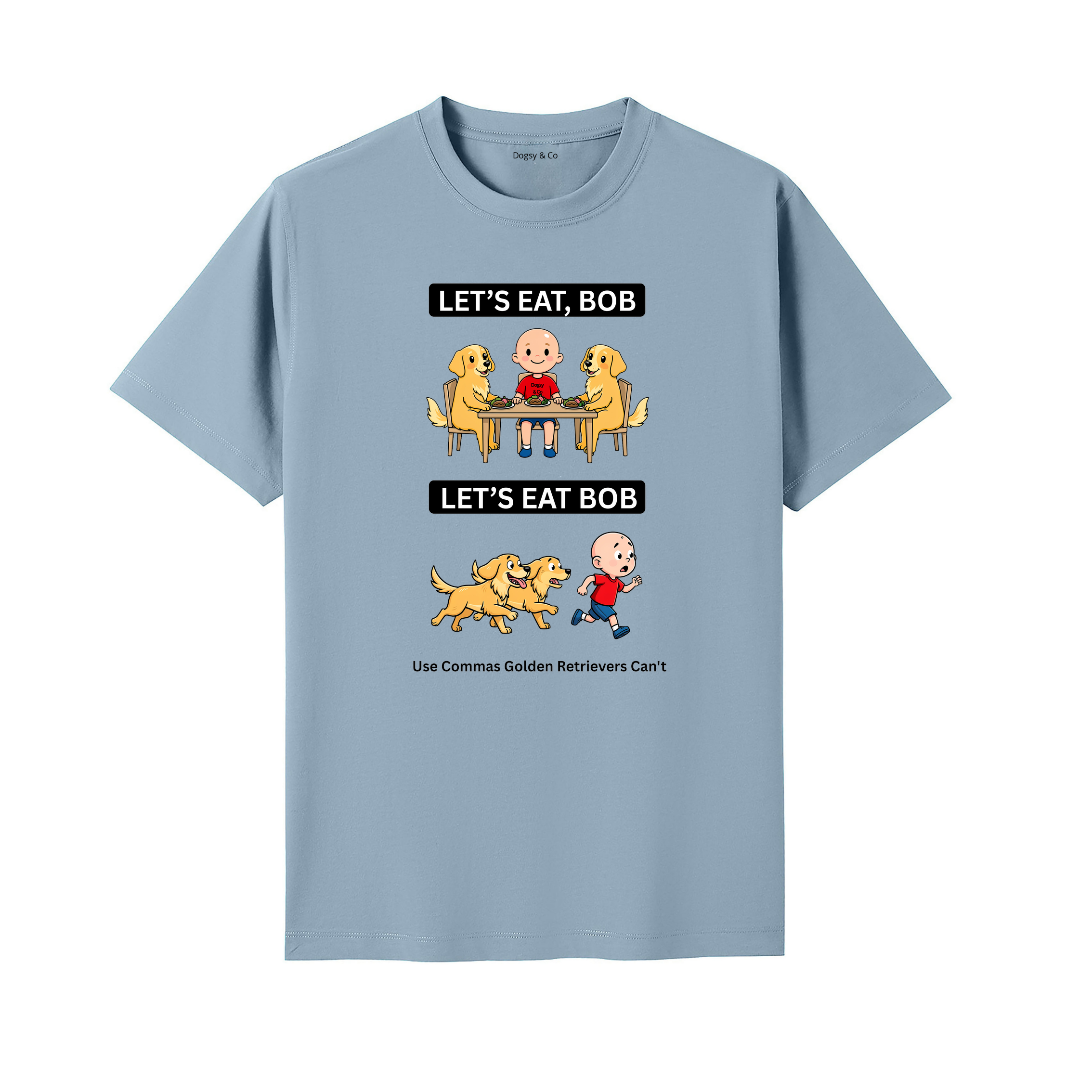 Golden Retriever Let's Eat Bob T-Shirt - seafoam blue