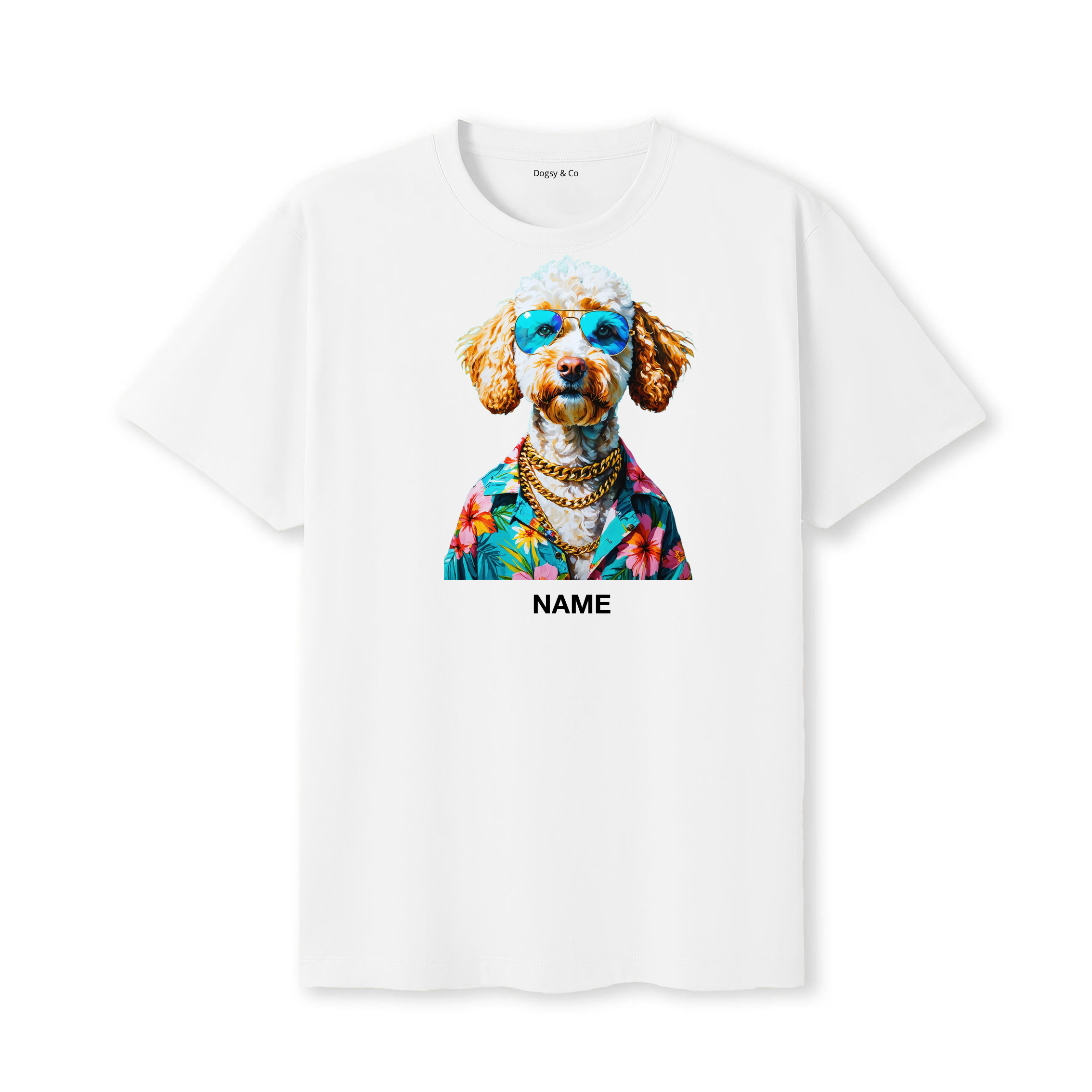 Goldendoodle Hawaii Dog Custom T-Shirt - White