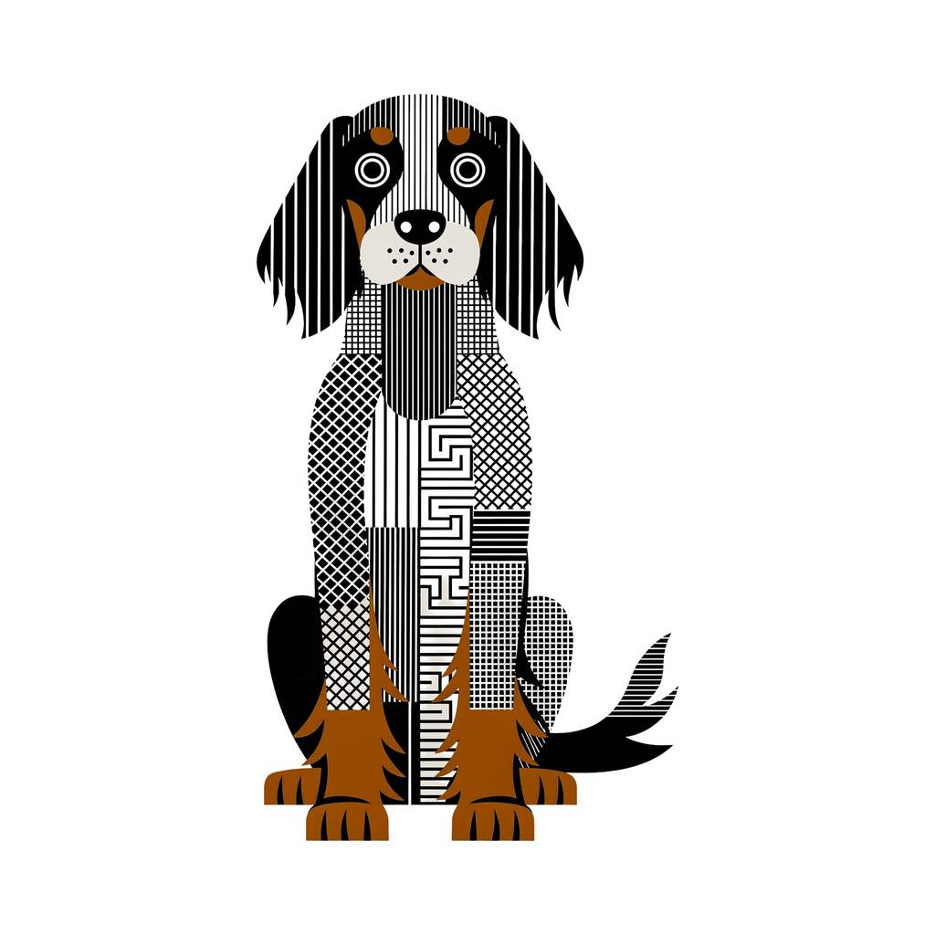 Gordon Setter Geometric Line Art - White