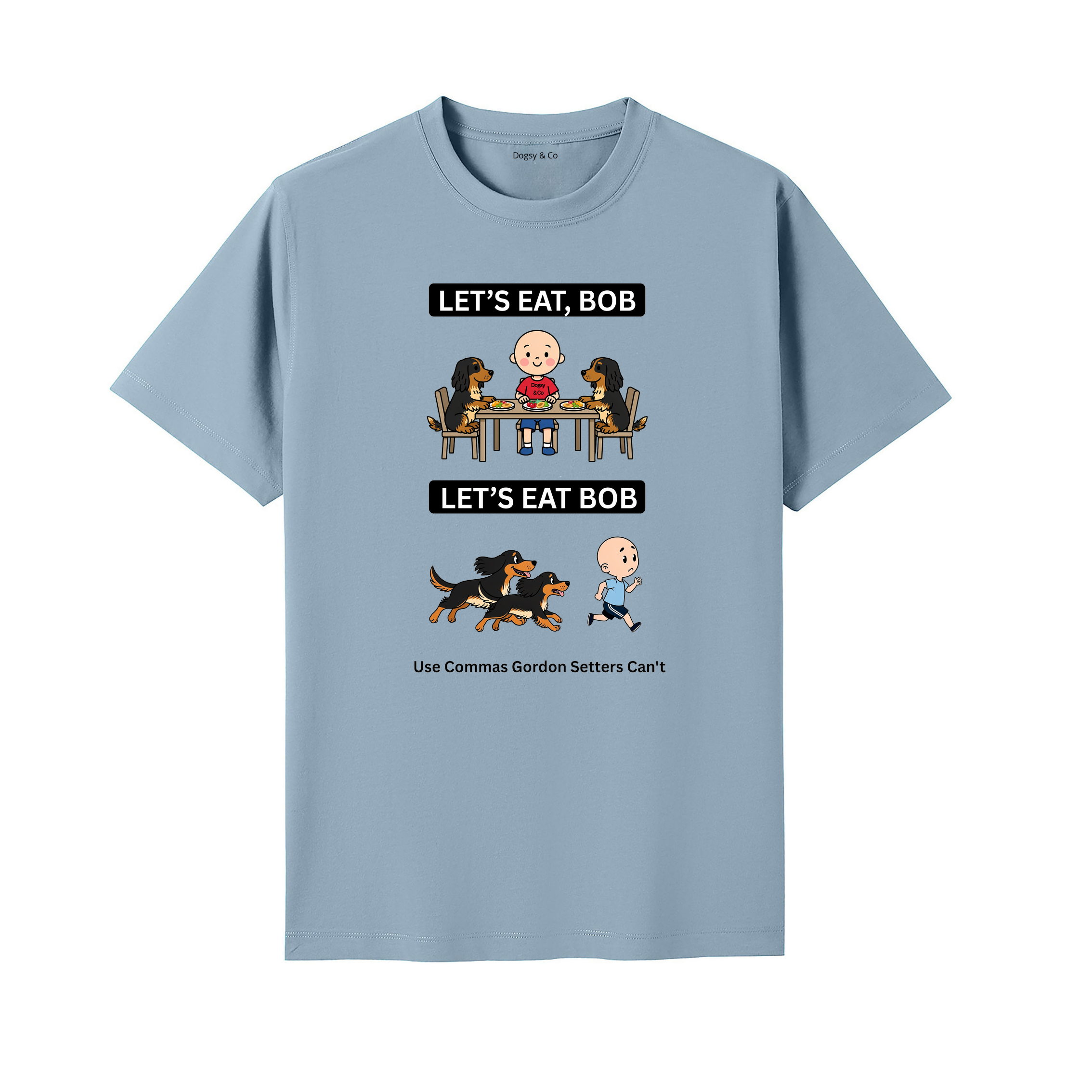 Gordon Setter Let's Eat Bob T-Shirt - seafoam blue