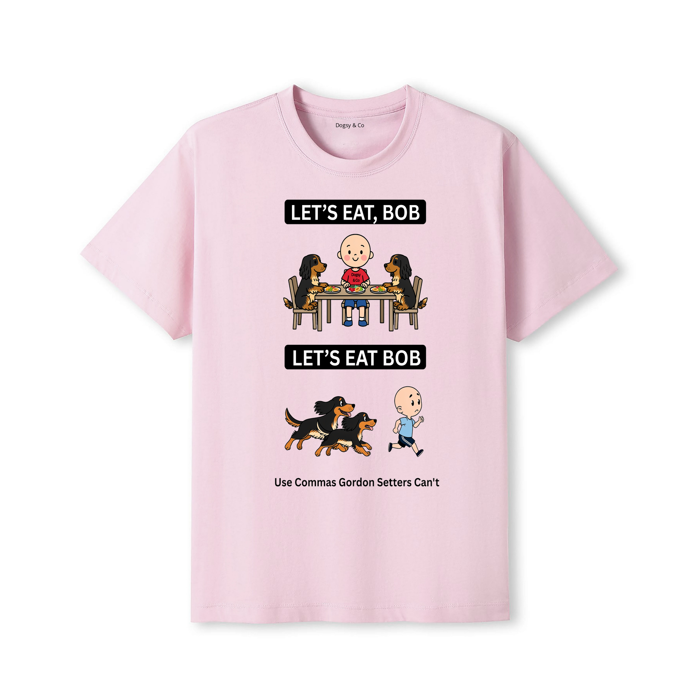 Gordon Setter Let's Eat Bob T-Shirt - dusty pink