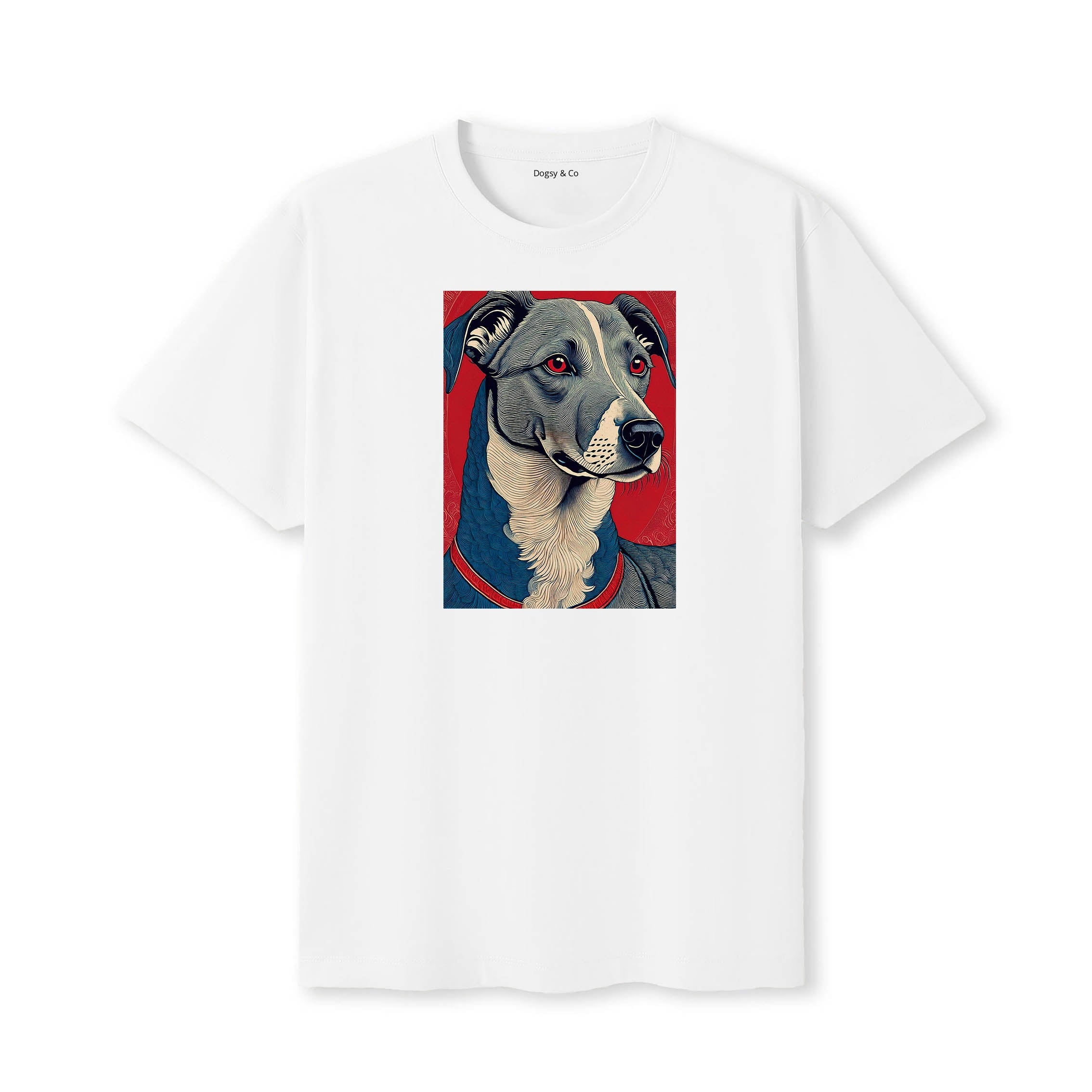 Greyhound Hokusai Dog Portrait T-Shirt V3 White