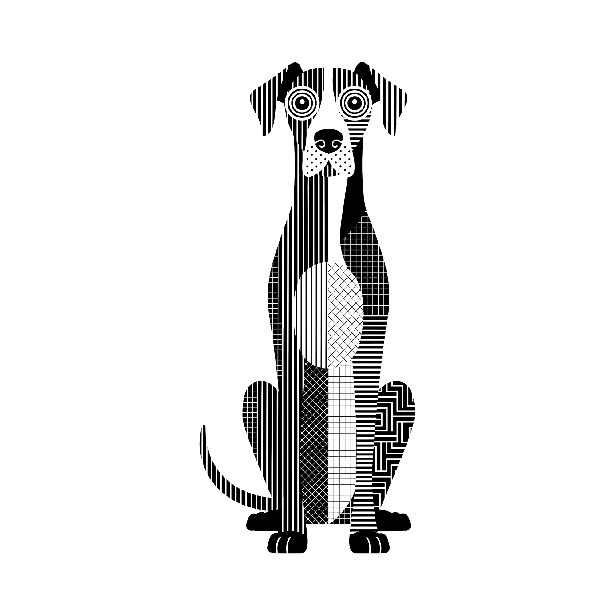 Great Dane Geometric Line Art - White