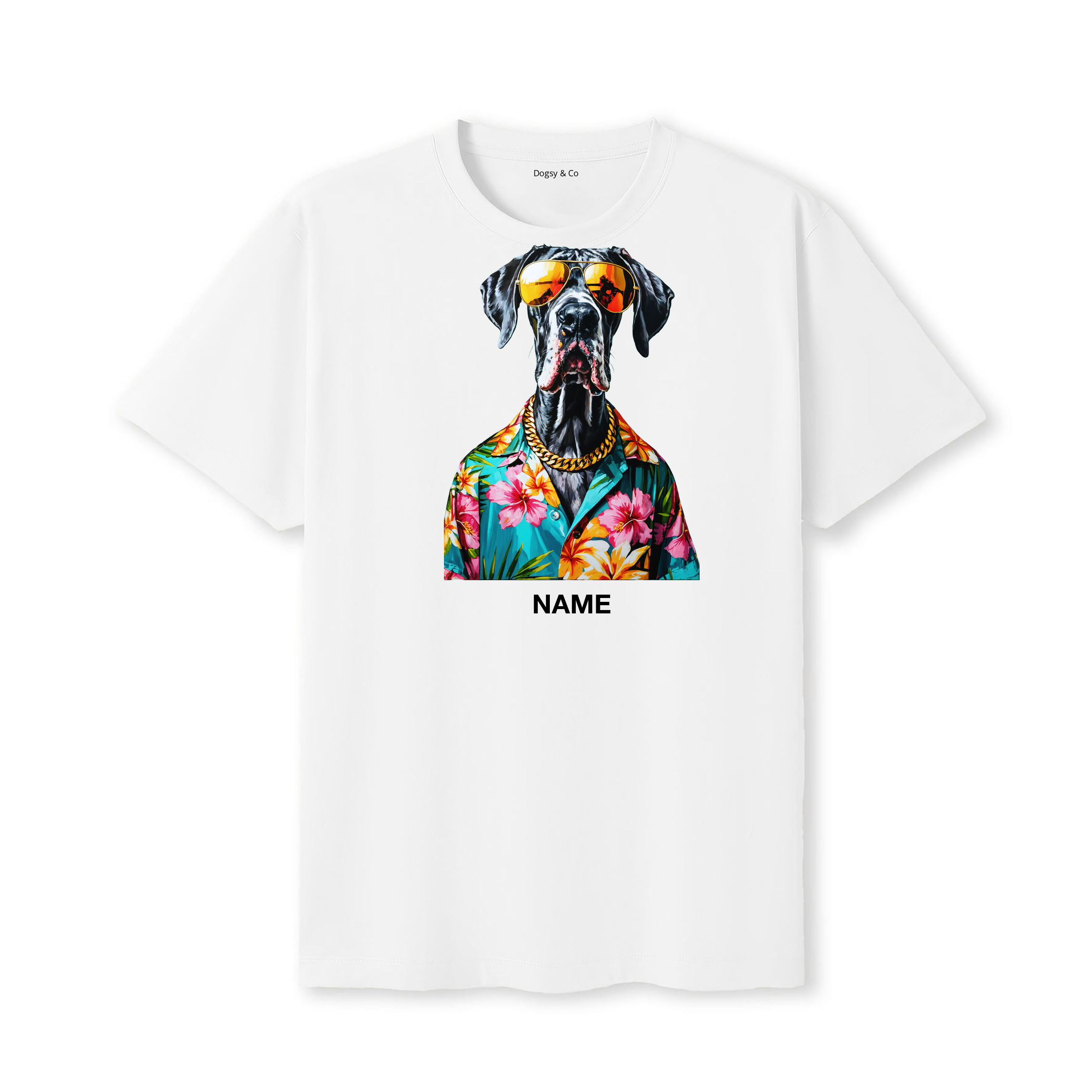 Great Dane Hawaii Dog Custom T-Shirt - White