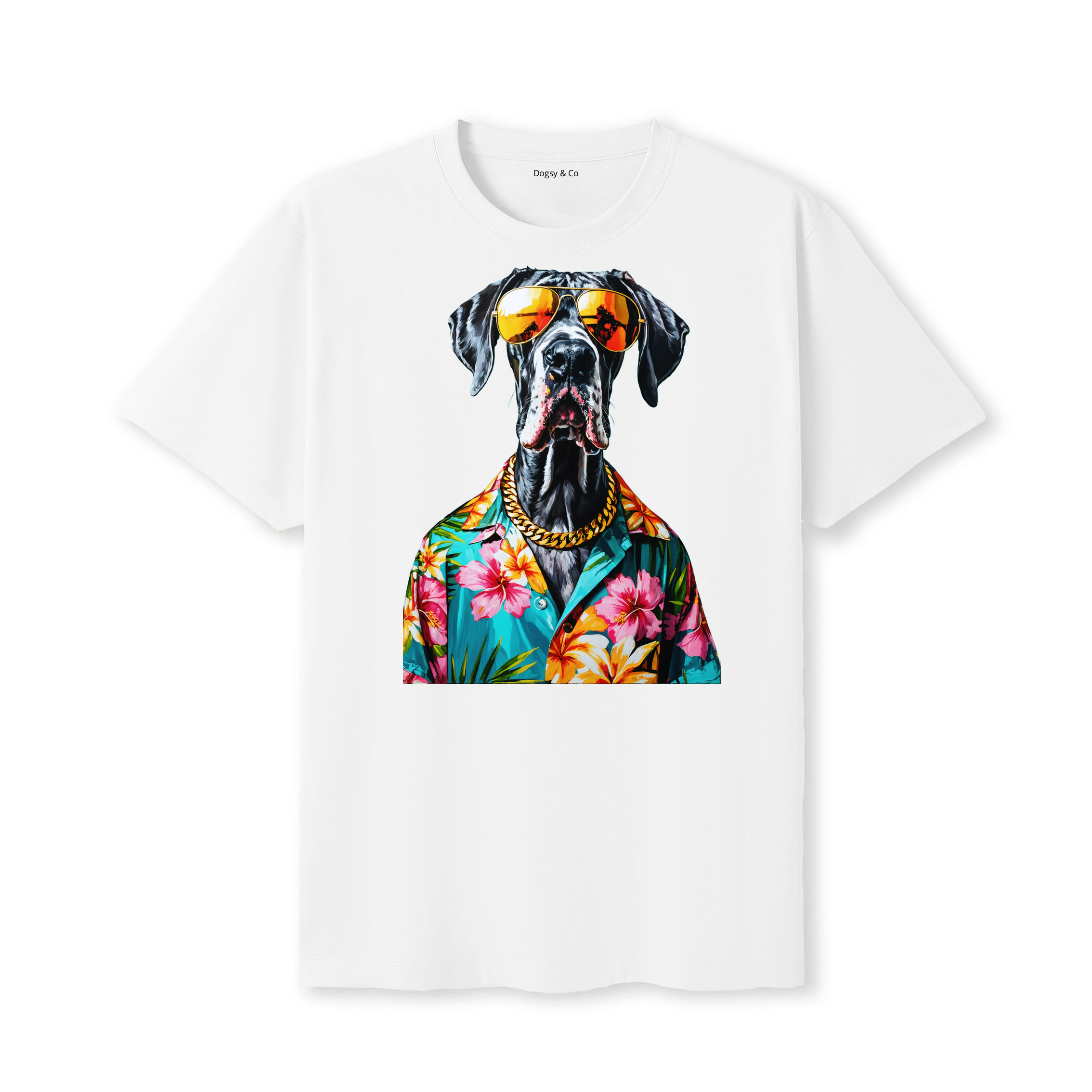 Great Dane Hawaii Dog T-Shirt - White