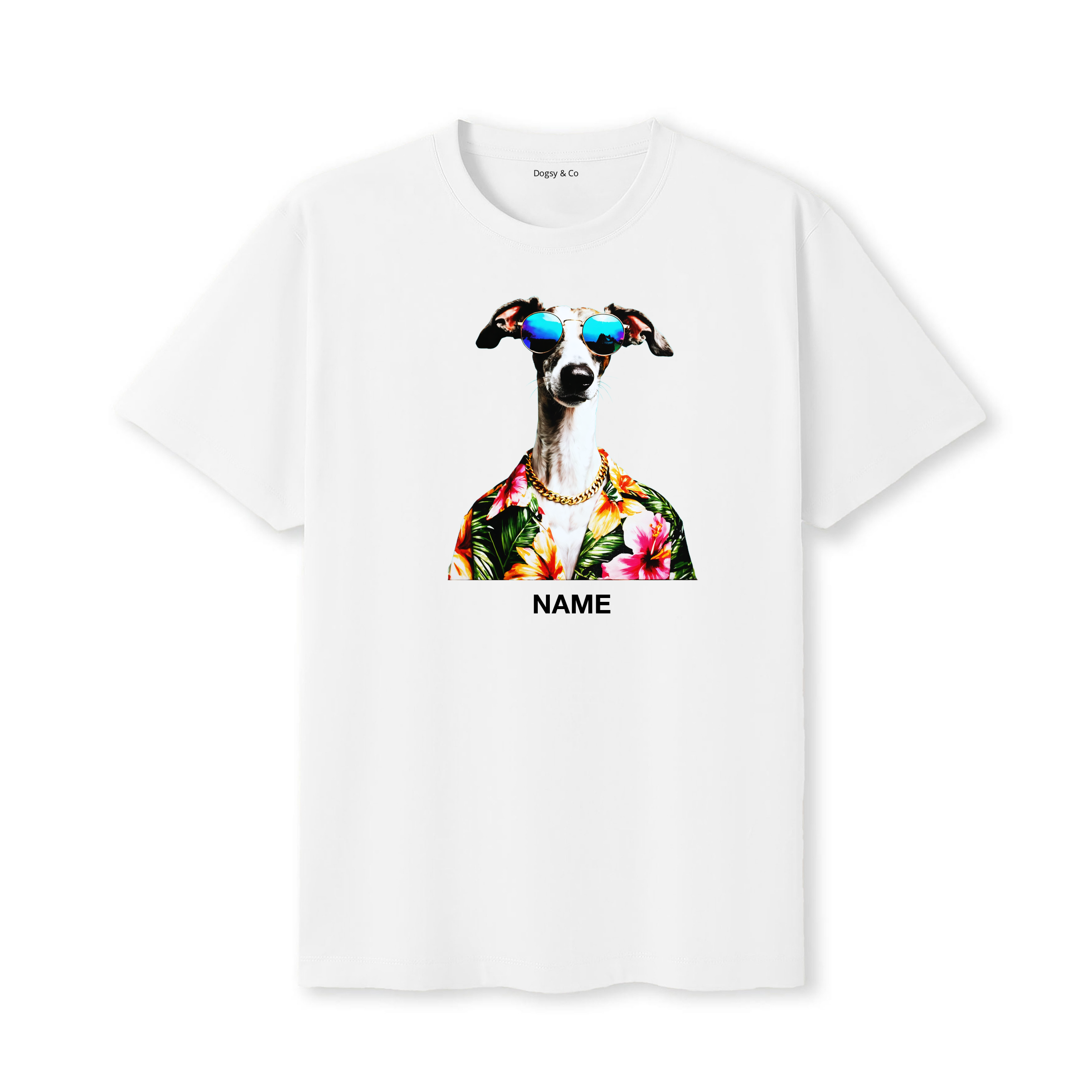 Greyhound Hawaii Dog Custom T-Shirt - White