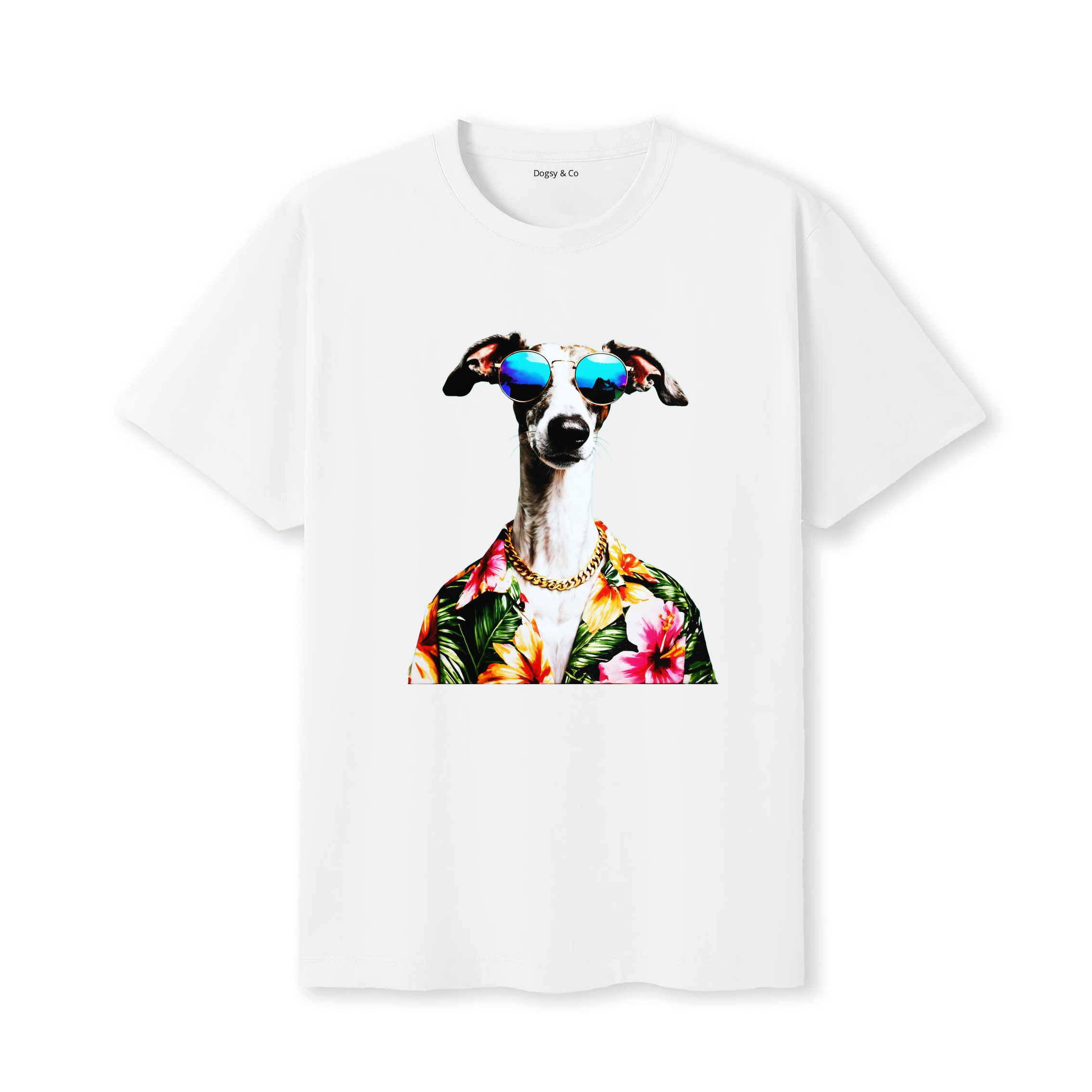 Greyhound Hawaii Dog T-Shirt - White