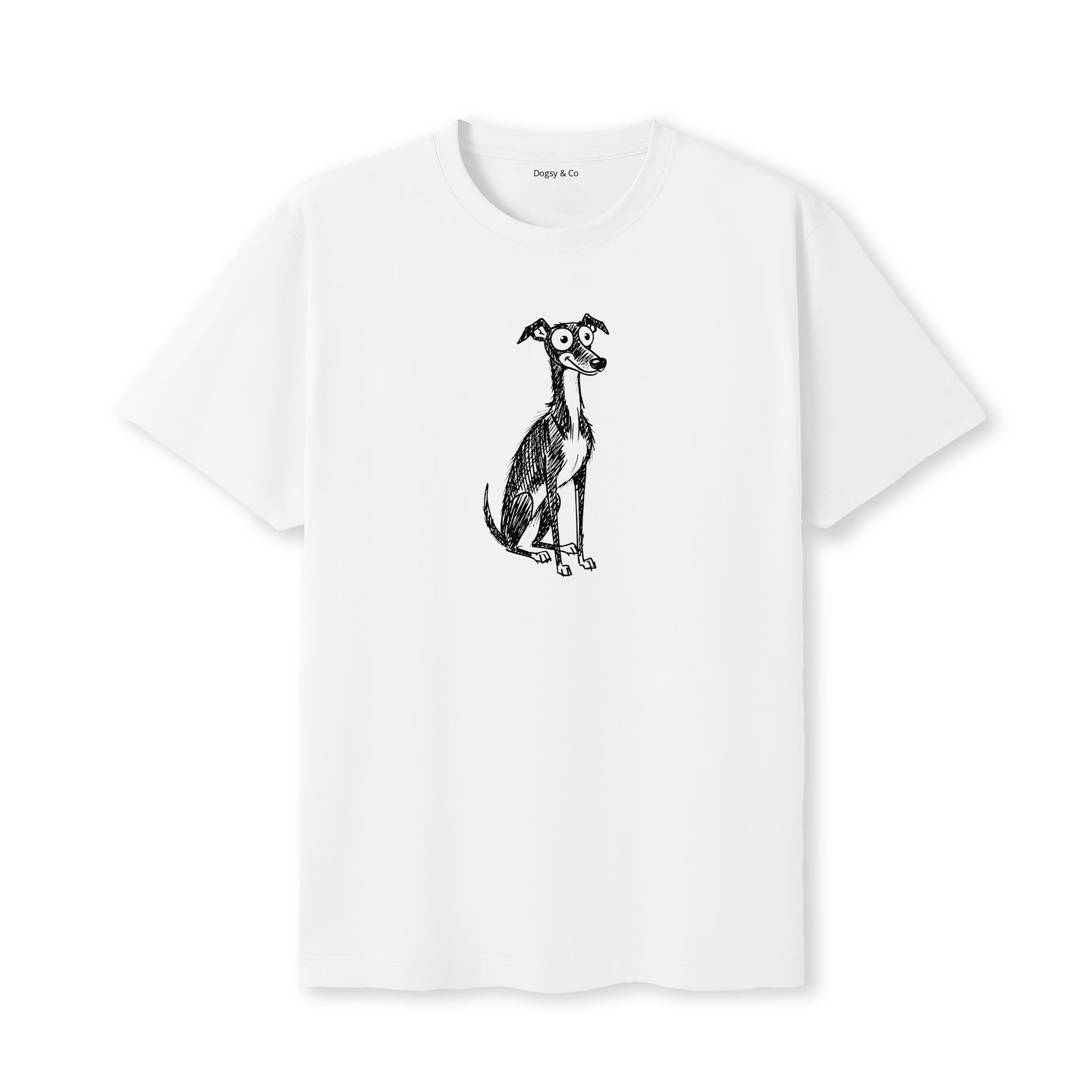 Greyhound Scraggy Dog T-Shirt - White