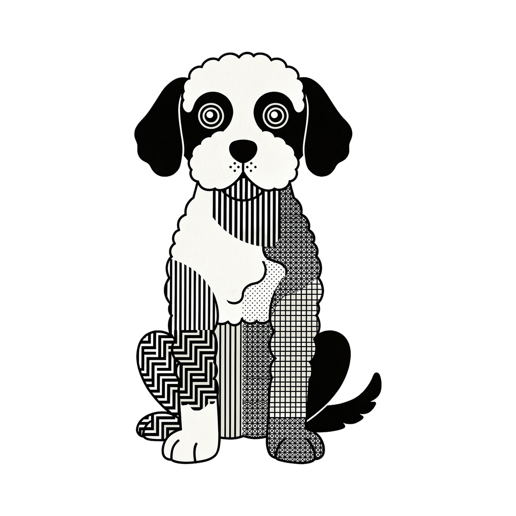 Groodle Geometric Line Art - White