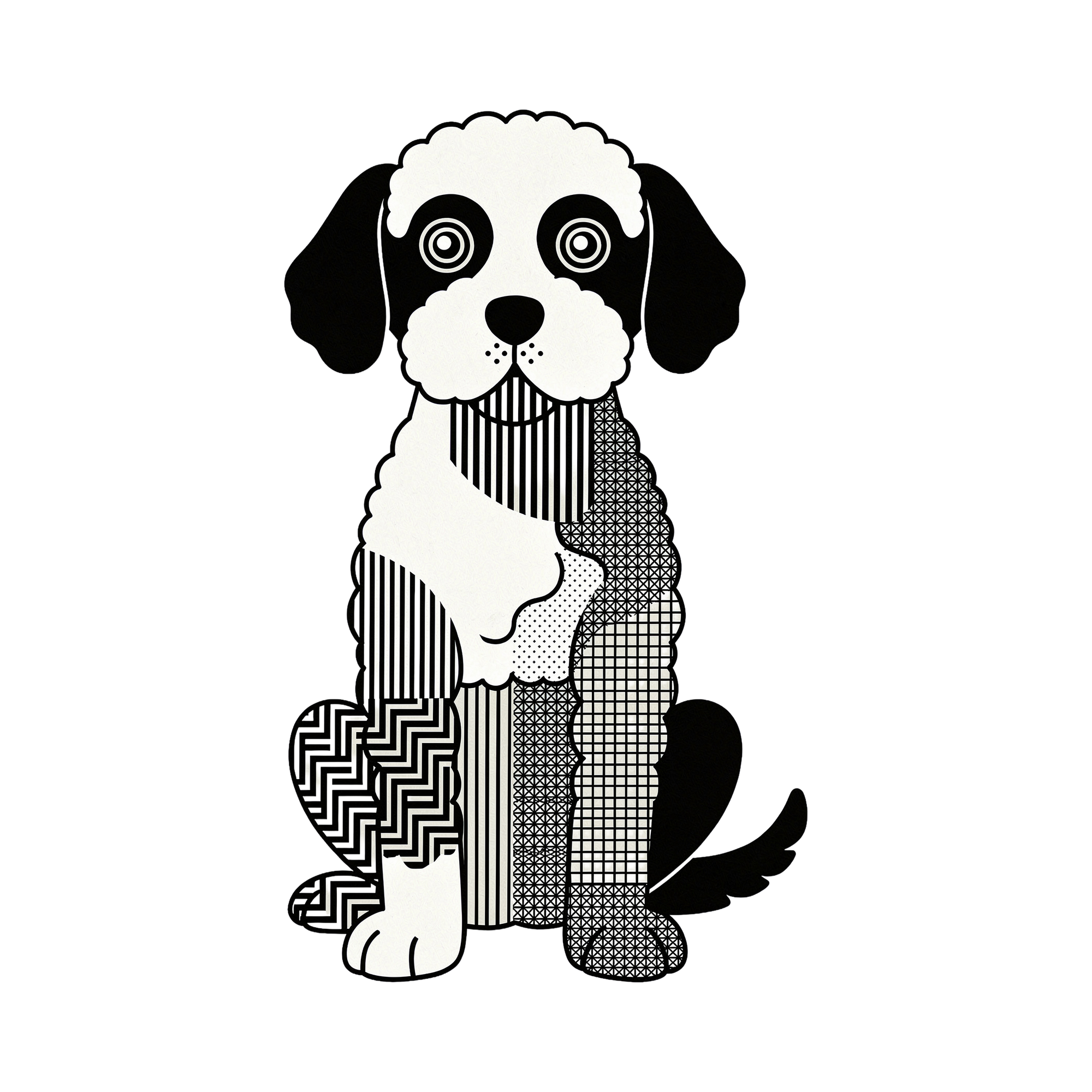 Groodle Geometric Line Art - White