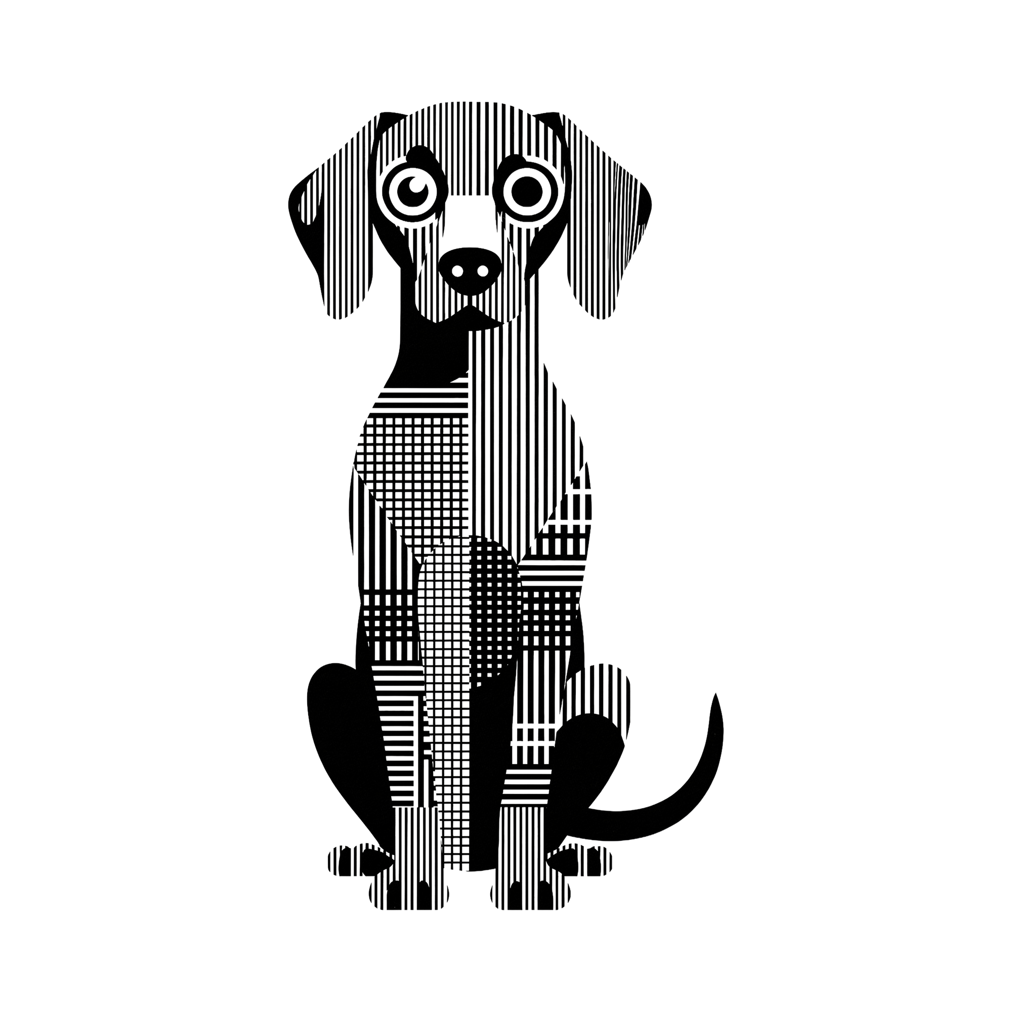 Hungarian Vizsla Geometric Line Art - White