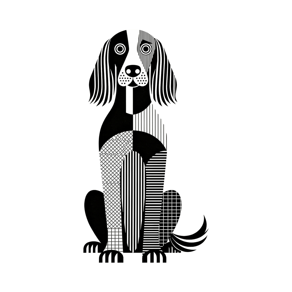 Irish Setter Geometric Line Art - White