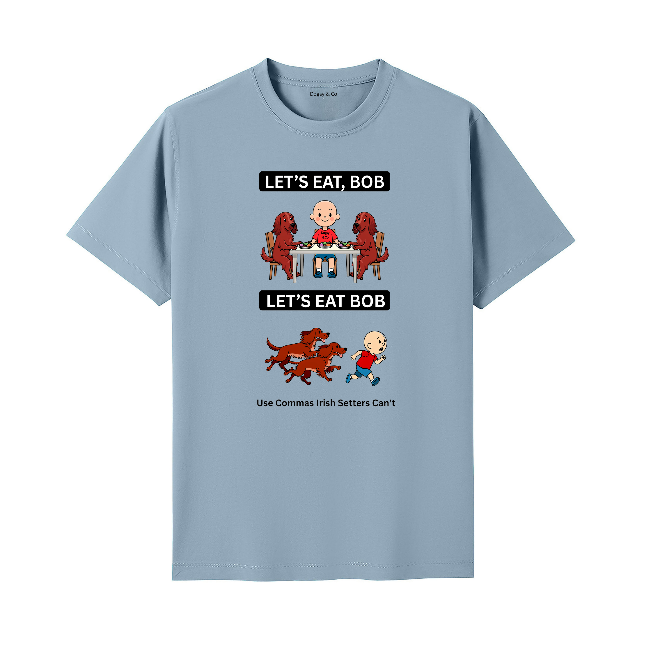 Irish Setter Let's Eat Bob T-Shirt - seafoam blue