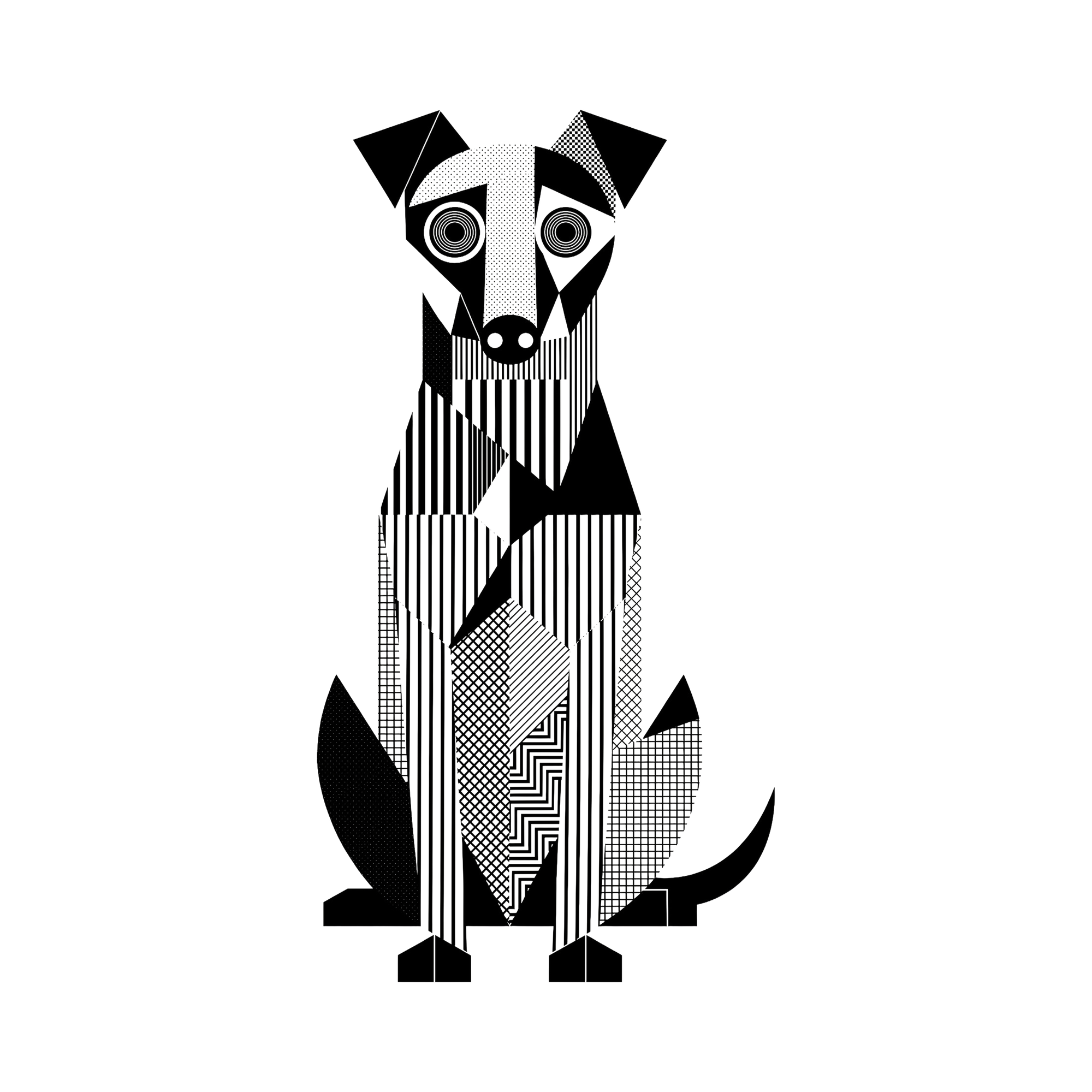 Irish Terrier Geometric Line Art - White
