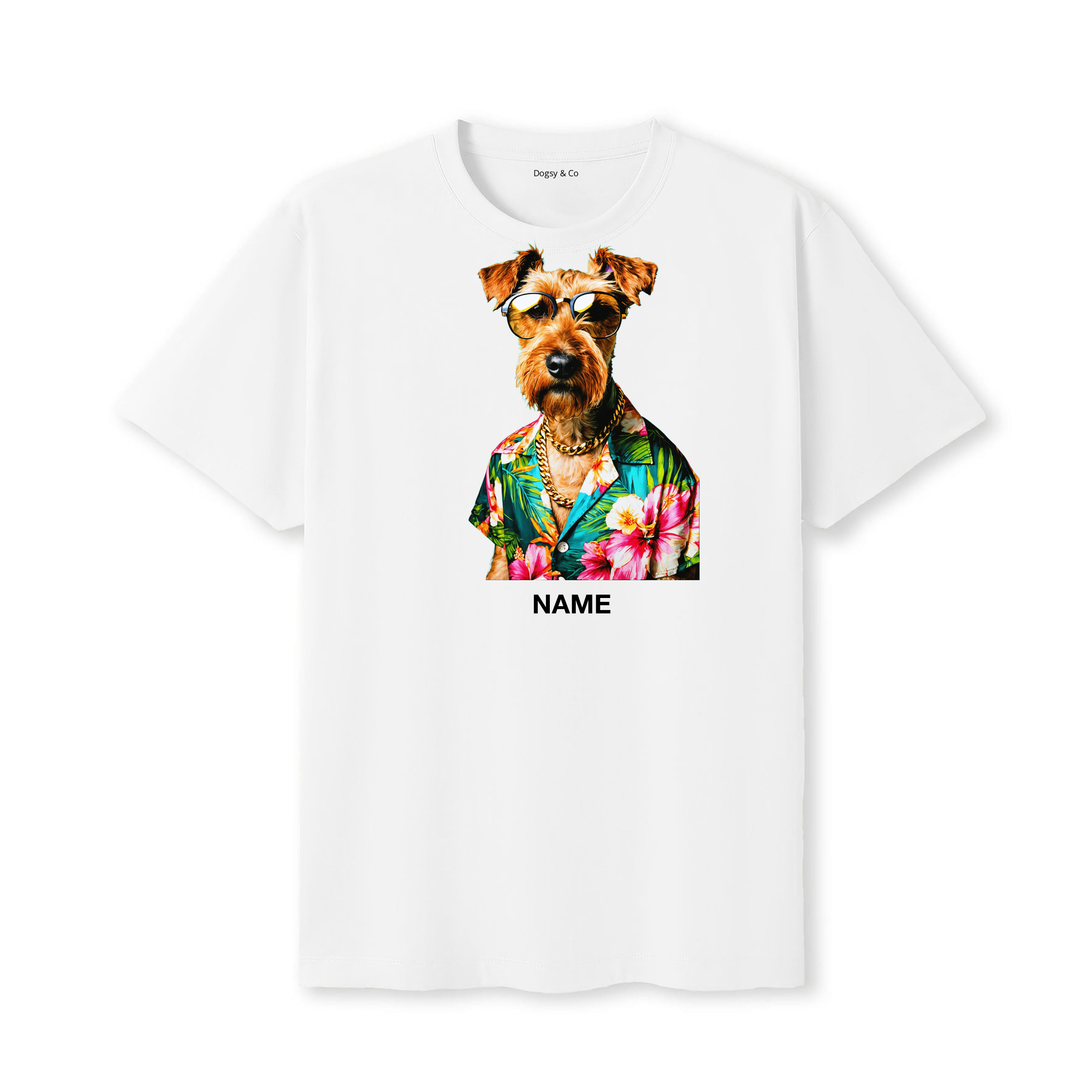 Irish Terrier Hawaii Dog Custom T-Shirt - White