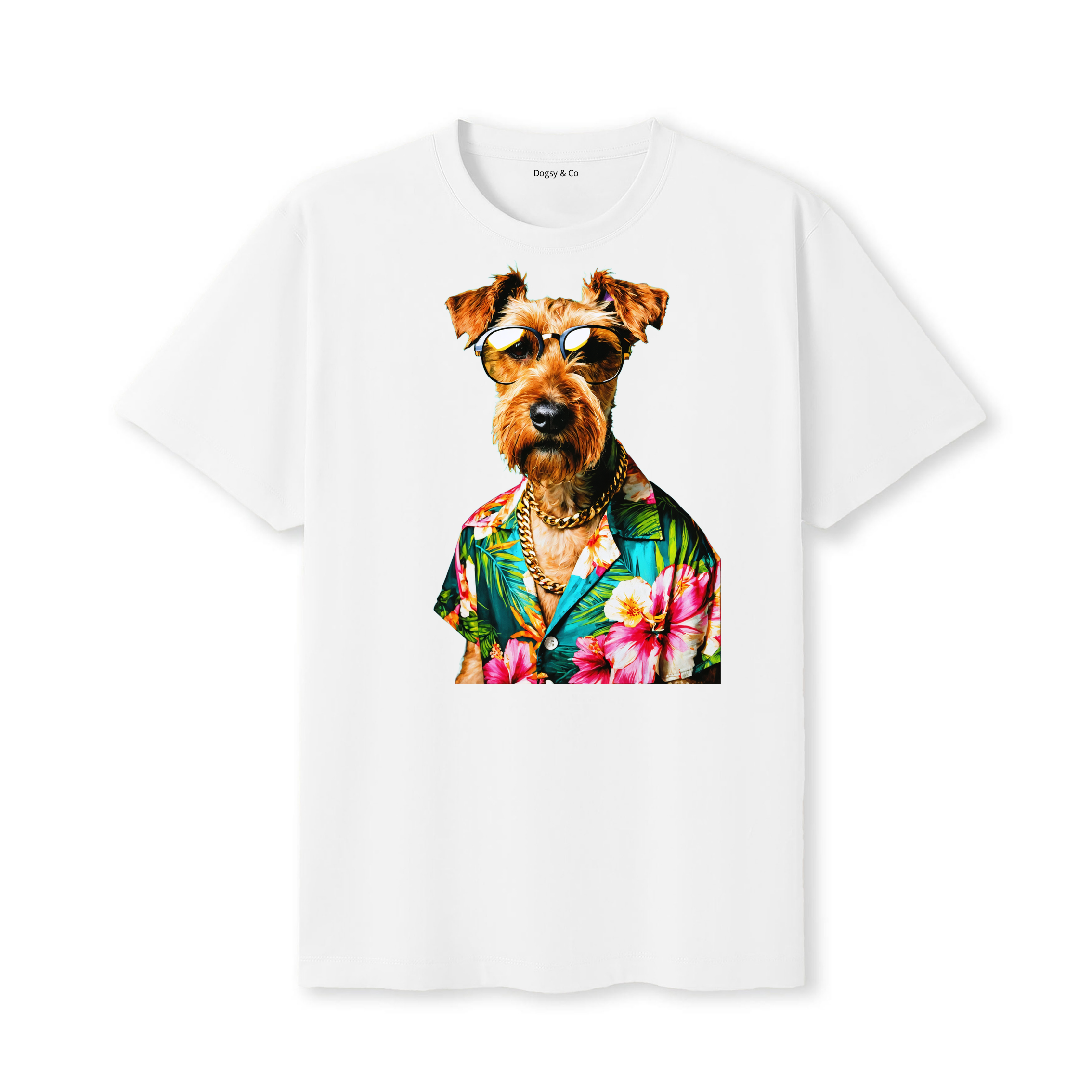 Irish Terrier Hawaii Dog T-Shirt - White