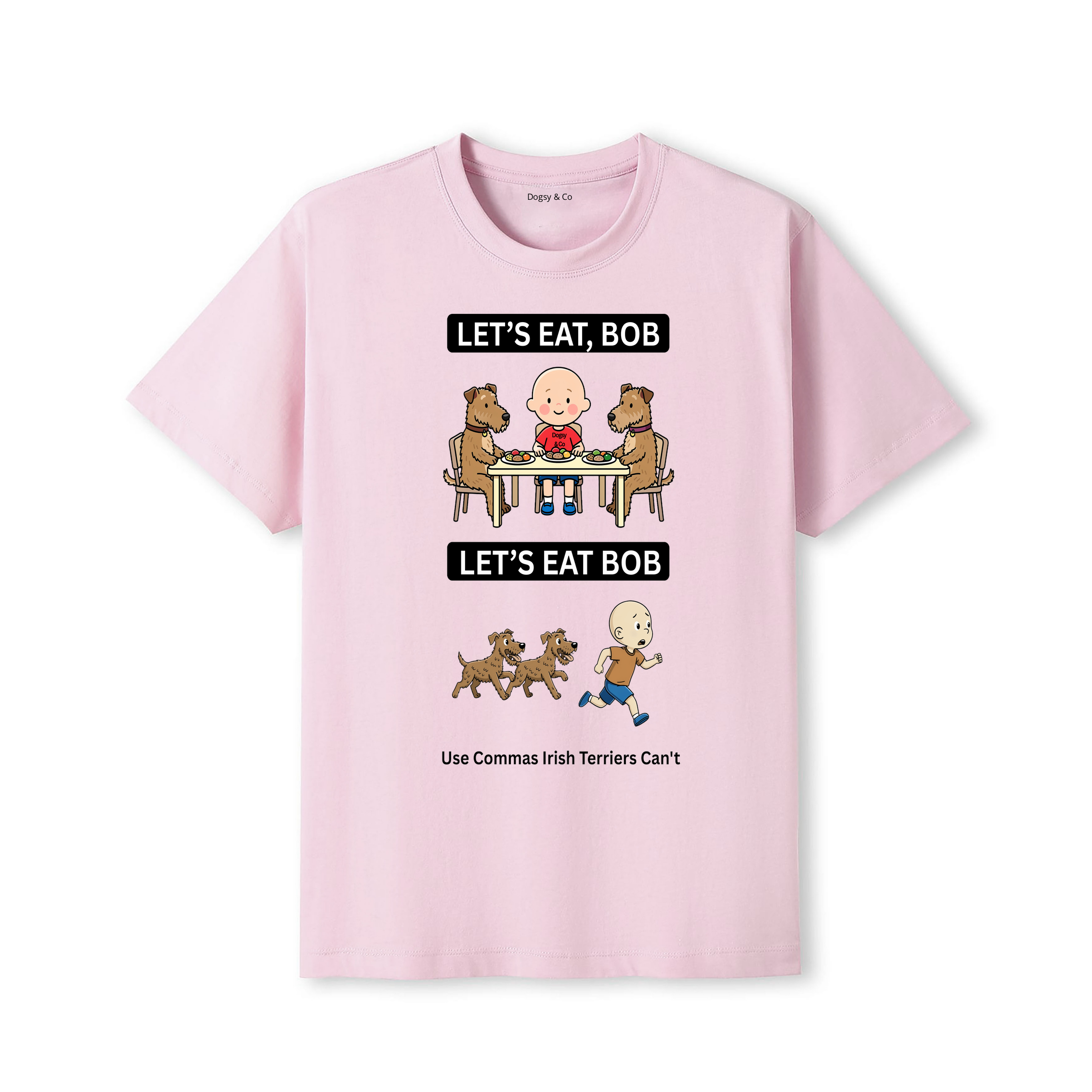 Irish Terrier Let's Eat Bob T-Shirt - dusty pink