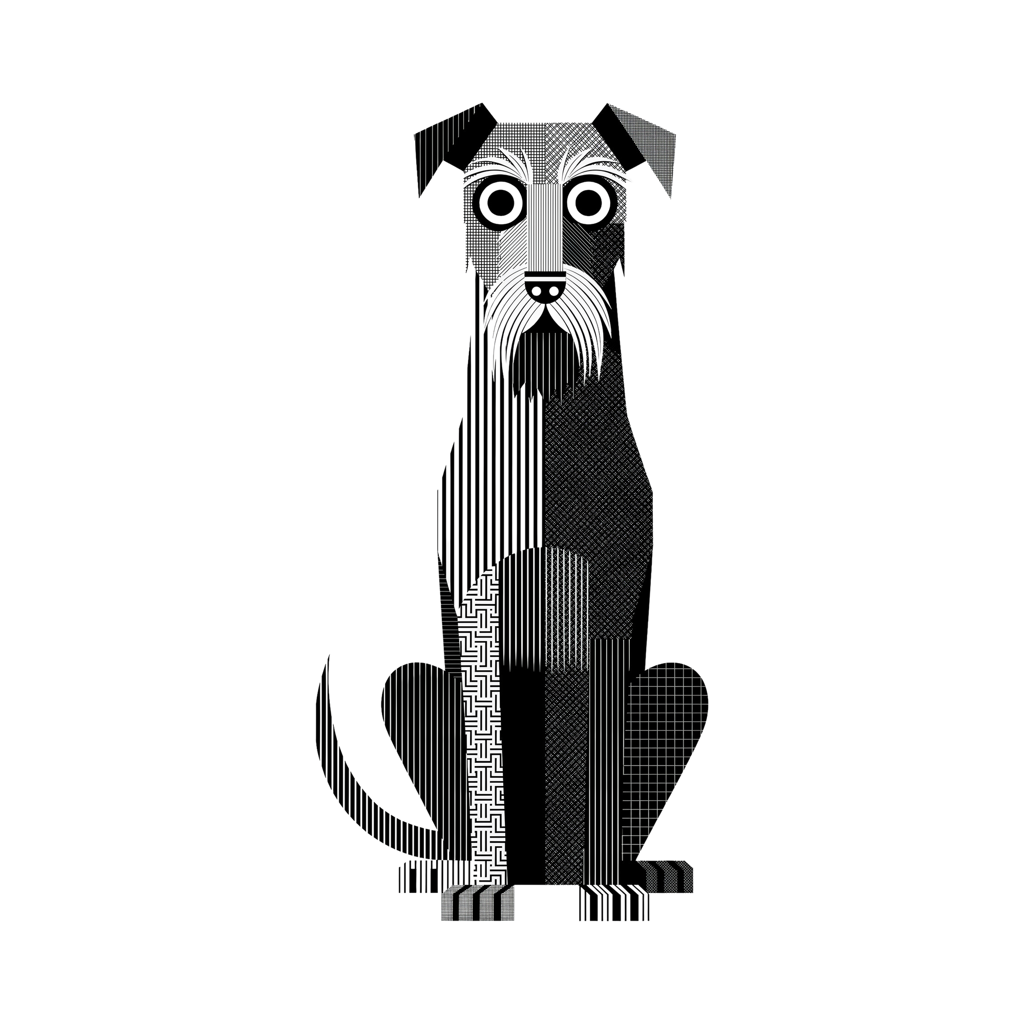 Irish Wolfhound Geometric Line Art - White