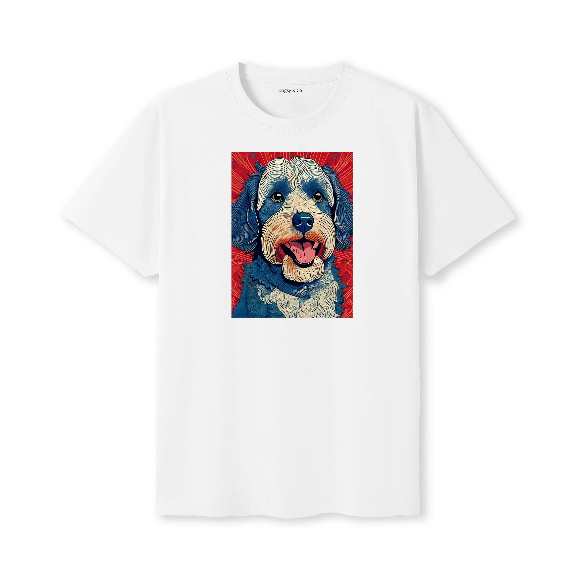 Irish Doodle Hokusai Dog Portrait T-Shirt White