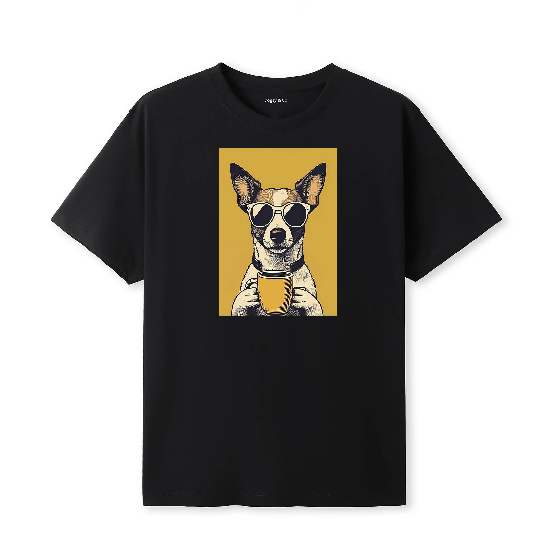 Jack Russell Coffee Dog T-Shirt Black