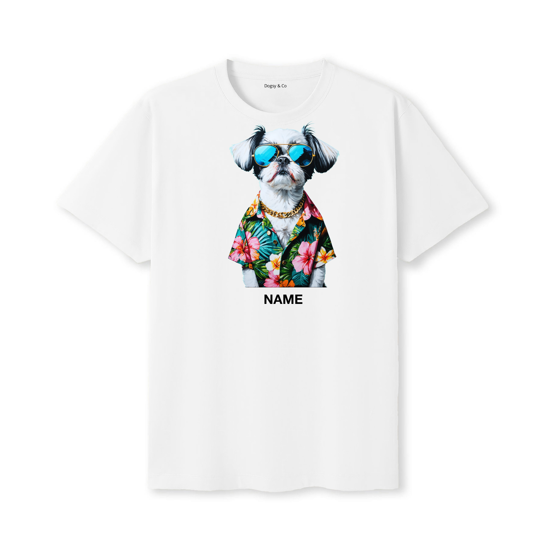 Japanese Chin Hawaii Dog Custom T-Shirt - White