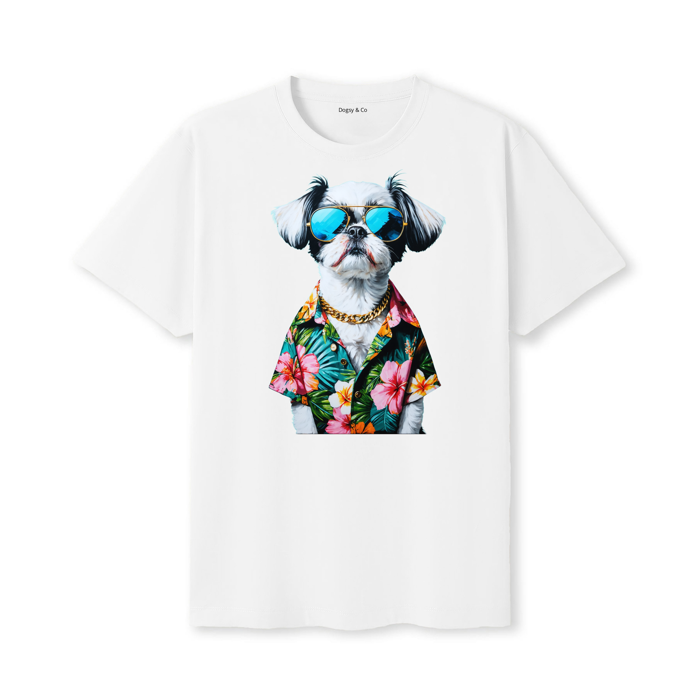 Japanese Chin Hawaii Dog T-Shirt - White