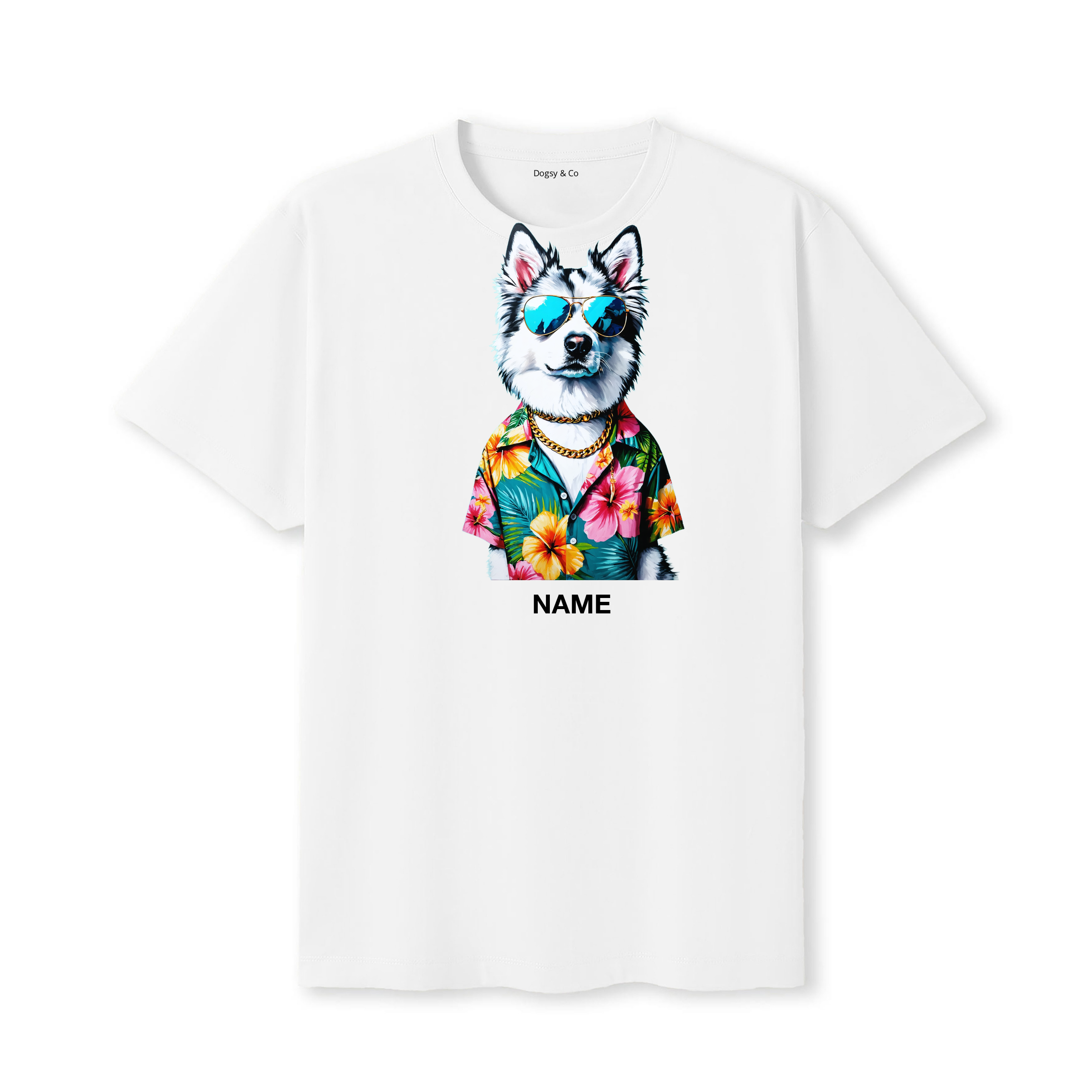 Keeshond Hawaii Dog Custom T-Shirt - White