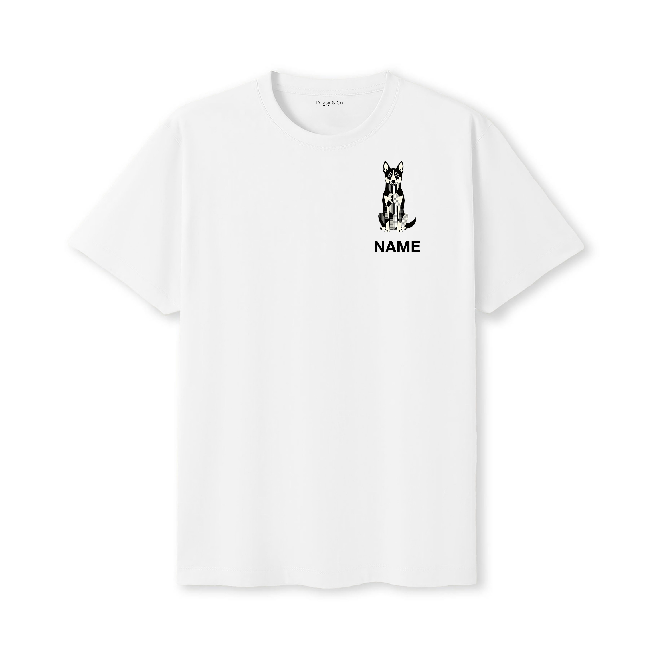 Kelpie Geometric Line T-Shirt Custom - White