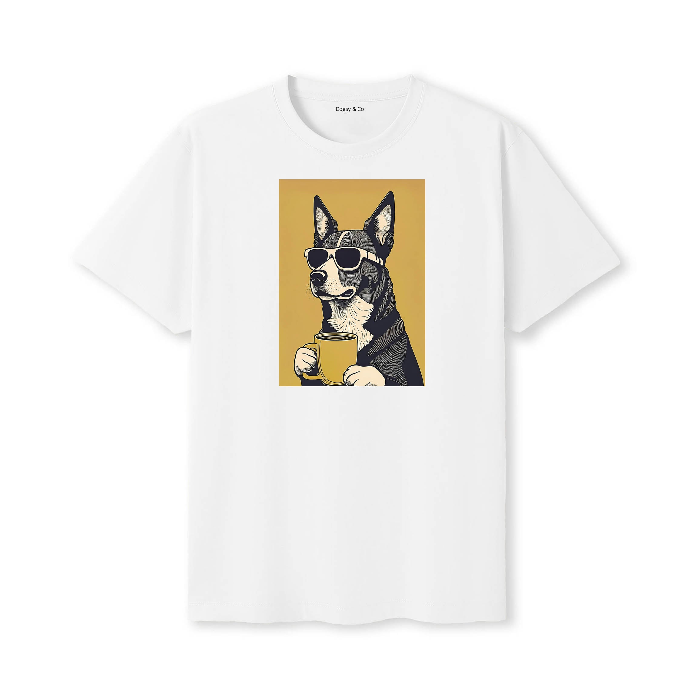 Kelpie x Border Collie Coffee Dog T-Shirt White