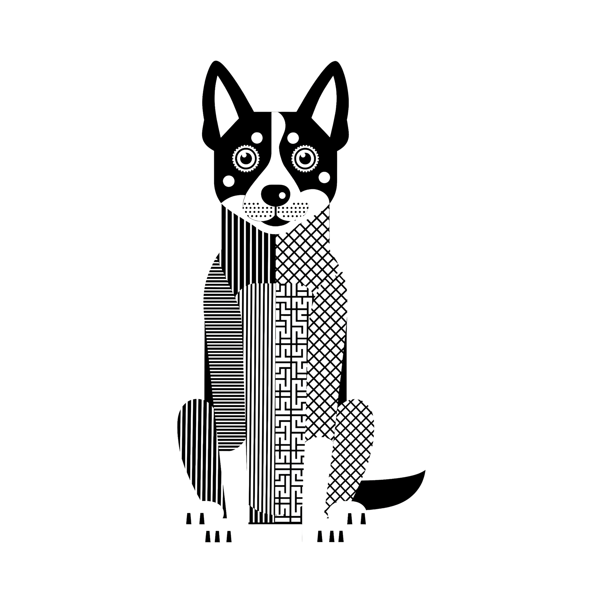 Koolie Geometric Line Art - White