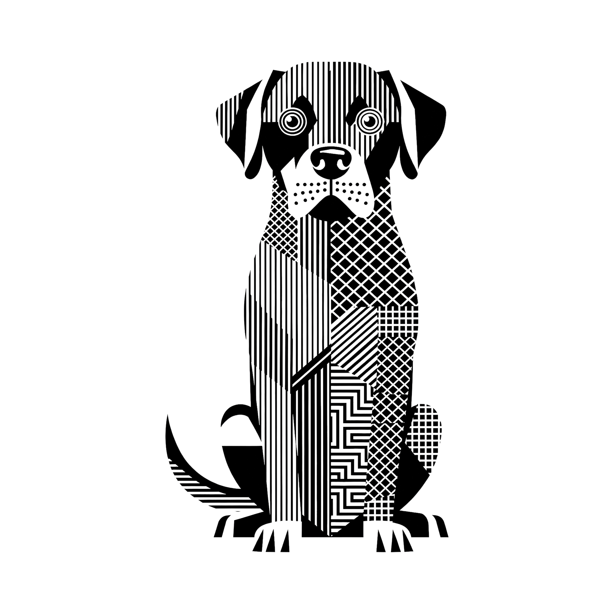Labrador Retriever Geometric Line Art - White