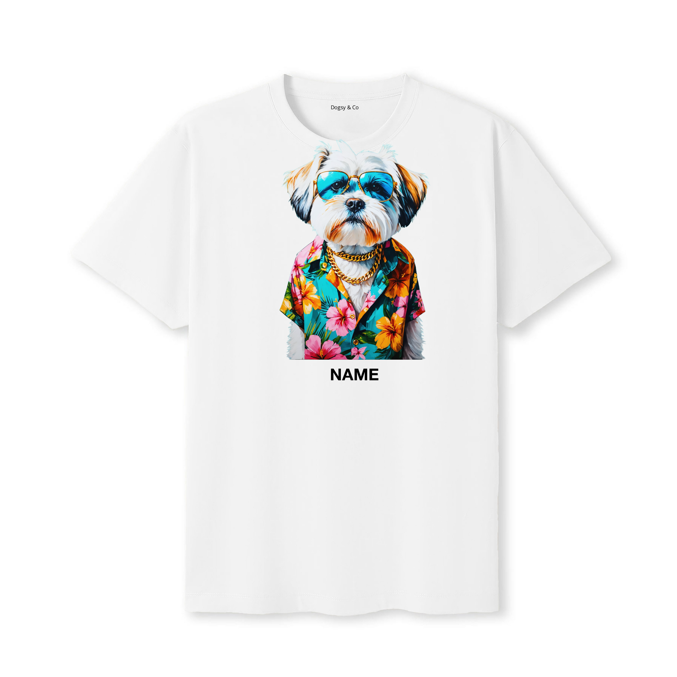 Lhasa Apso Hawaii Dog Custom T-Shirt - White
