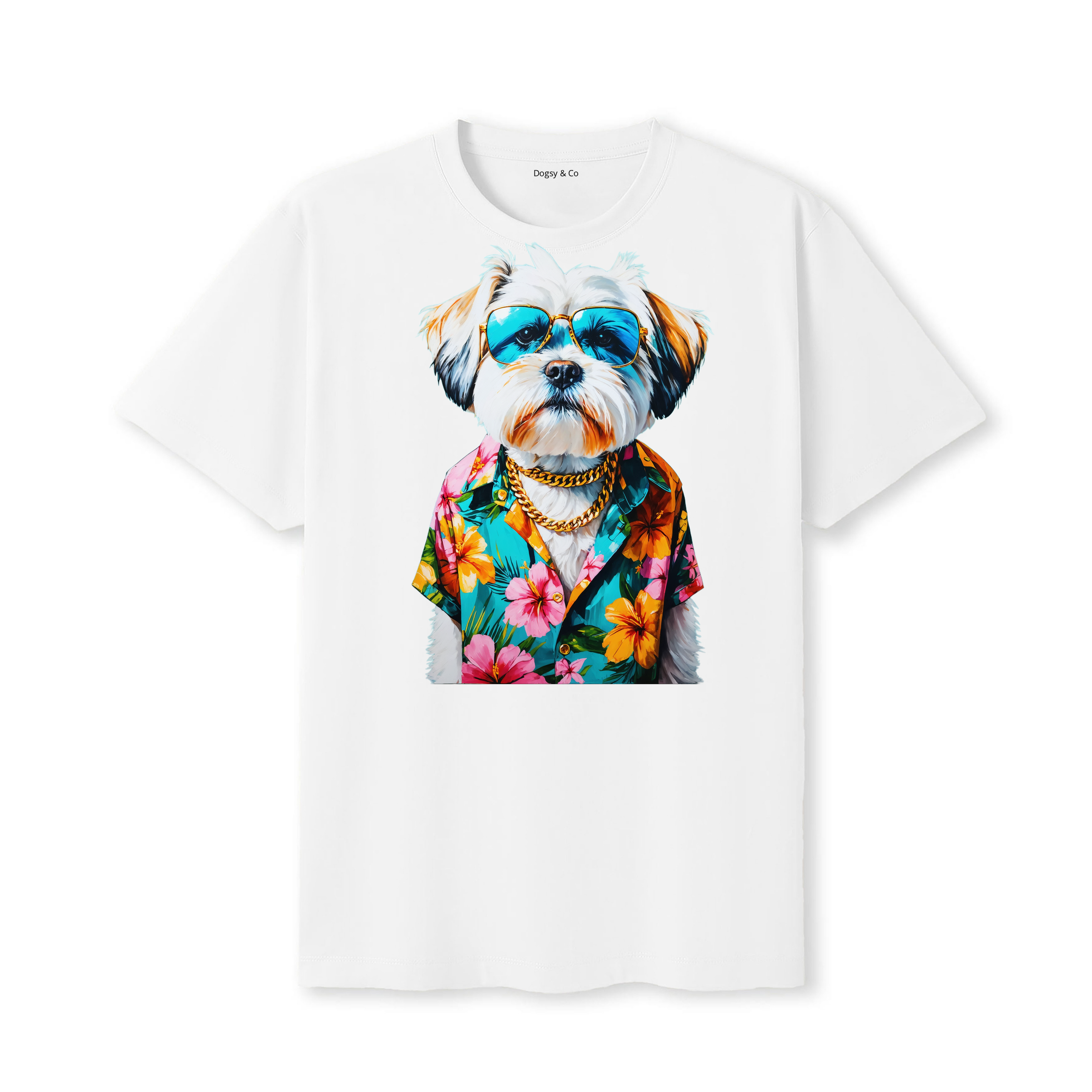 Lhasa Apso Hawaii Dog T-Shirt - White