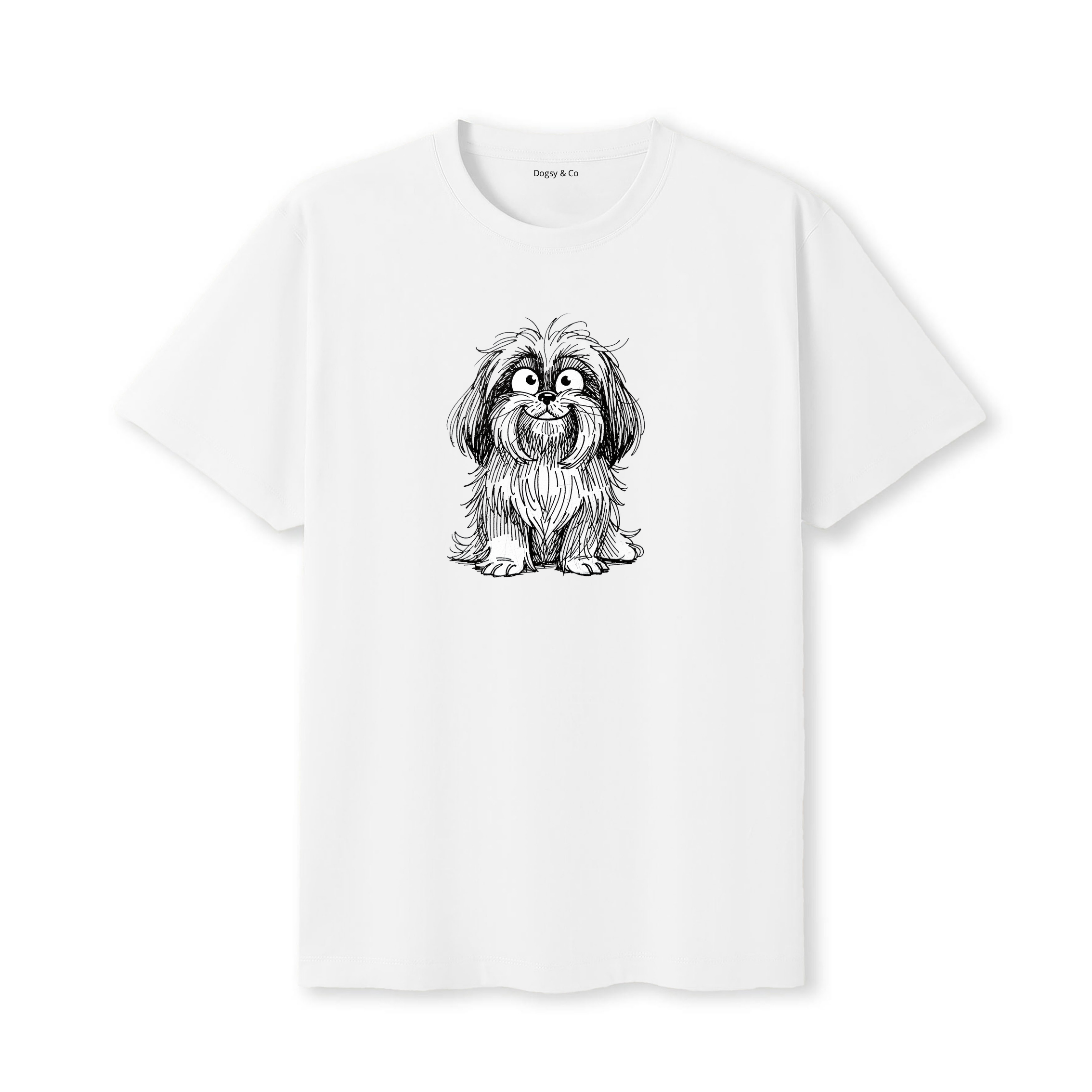 Lhasa Apso Scraggy Dog T-Shirt - White