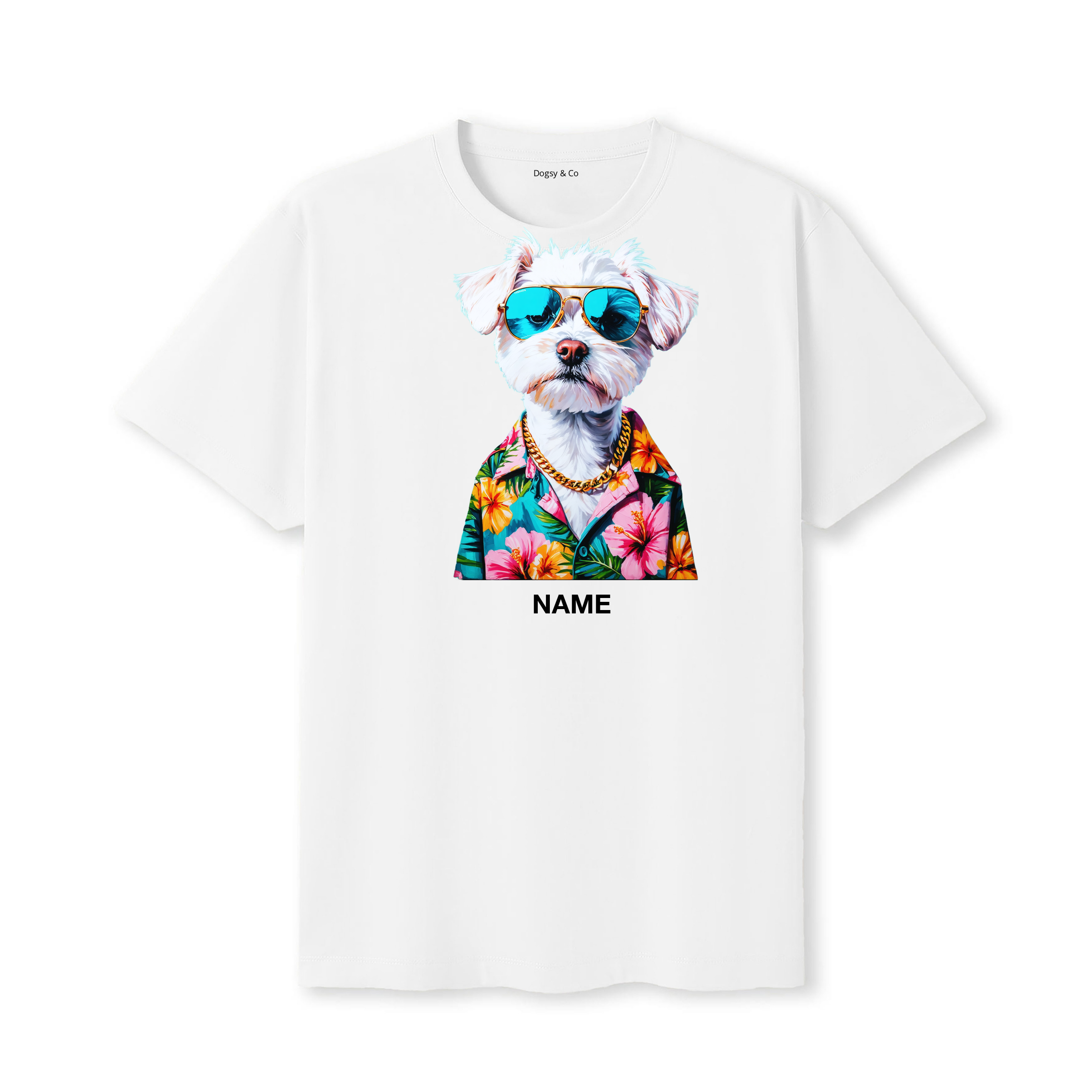 Maltese Hawaii Dog Custom T-Shirt - White
