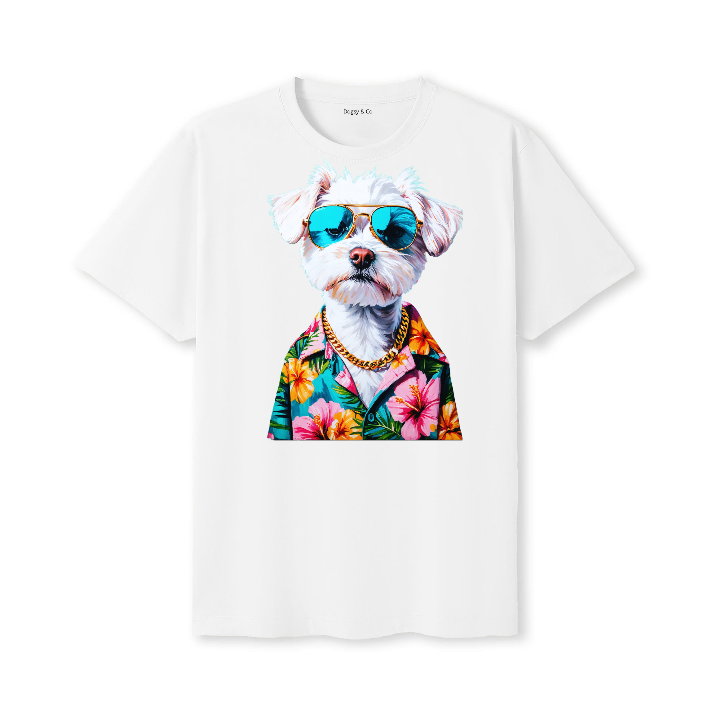 Maltese Hawaii Dog T-Shirt - White