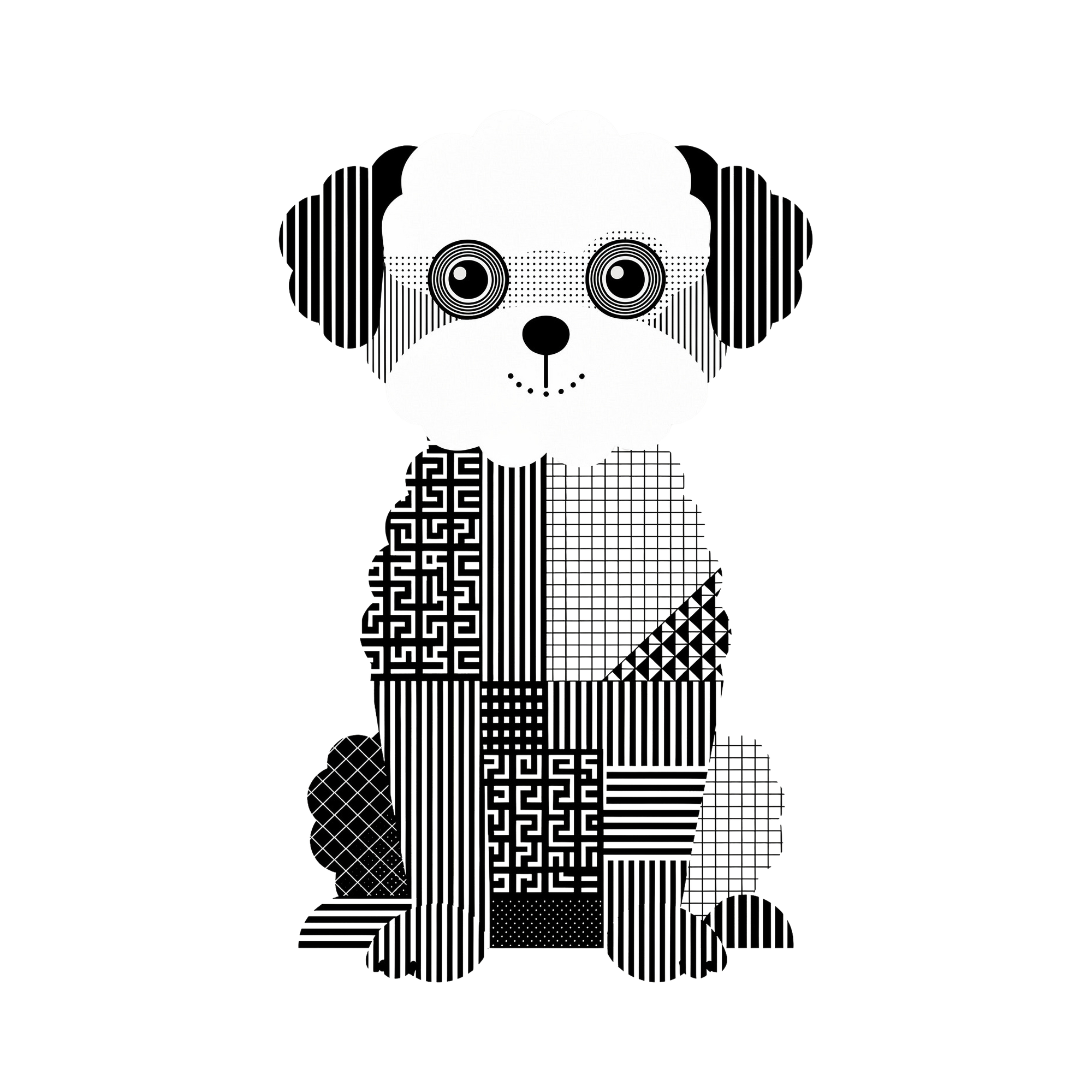 Maltipoo Geometric Line Art - White
