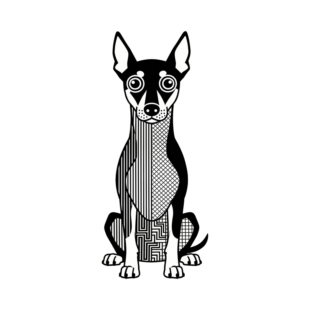 Manchester Terrier Geometric Line Art - White