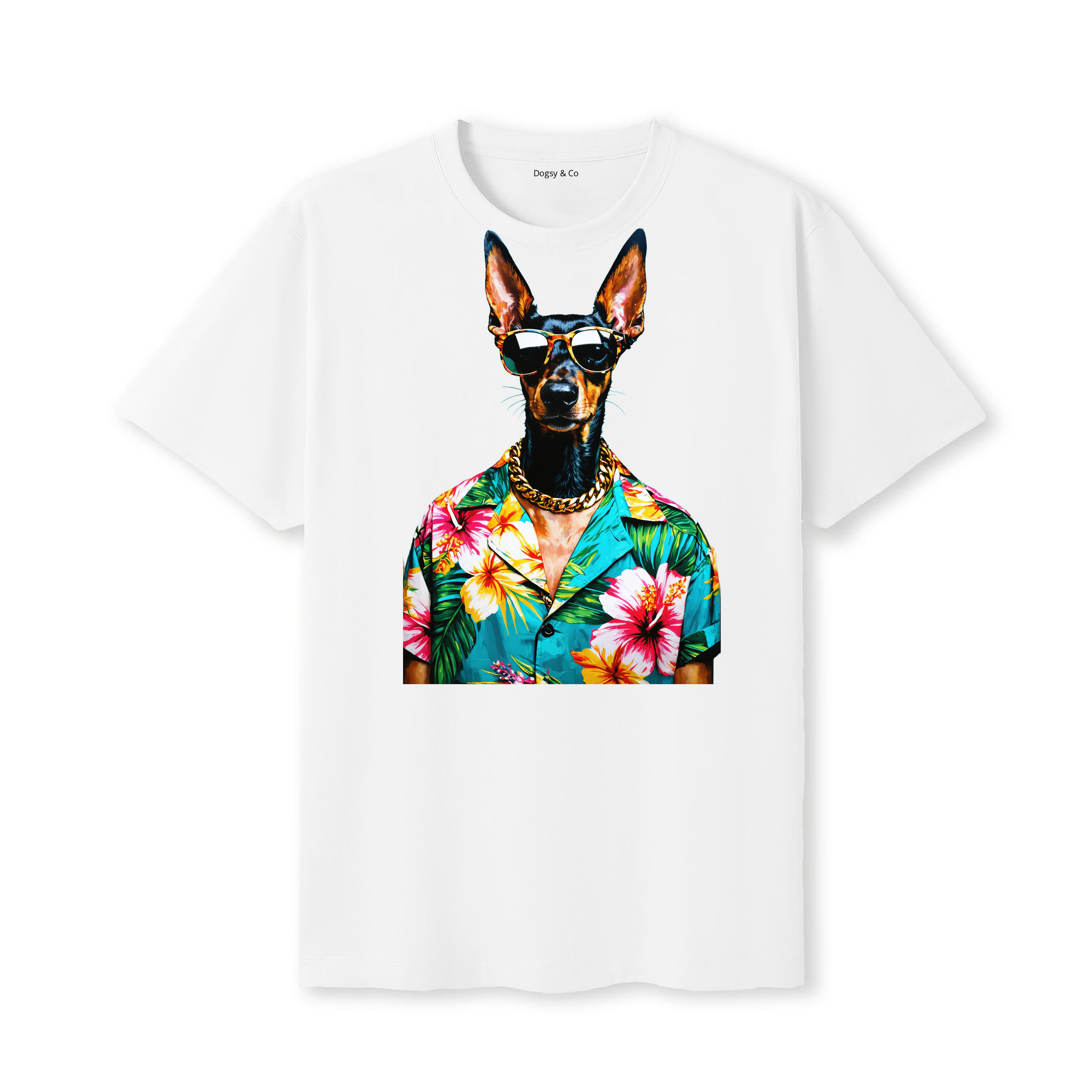 Manchester Terrier Hawaii Dog T-Shirt - White