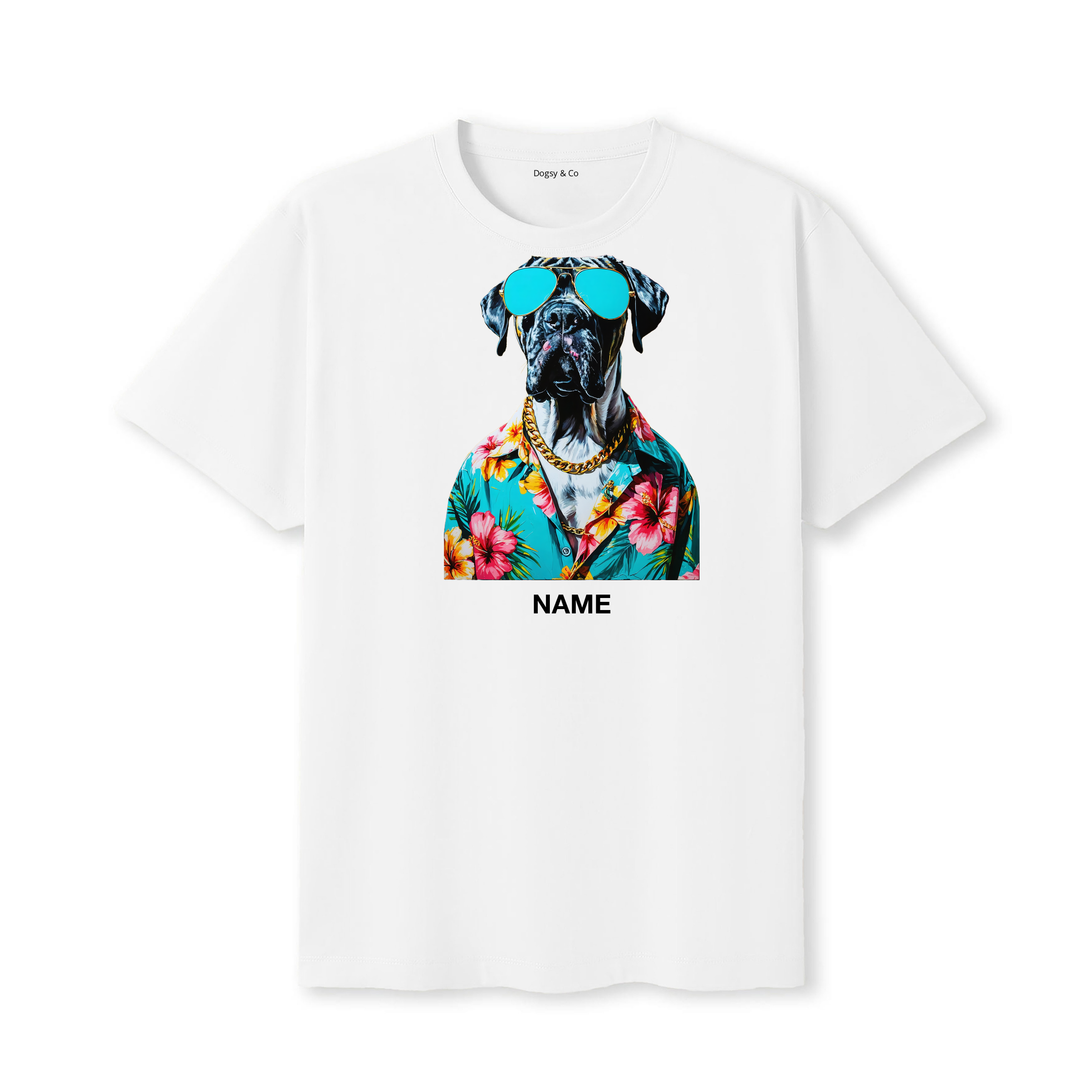 Mastiff Hawaii Dog Custom T-Shirt - White