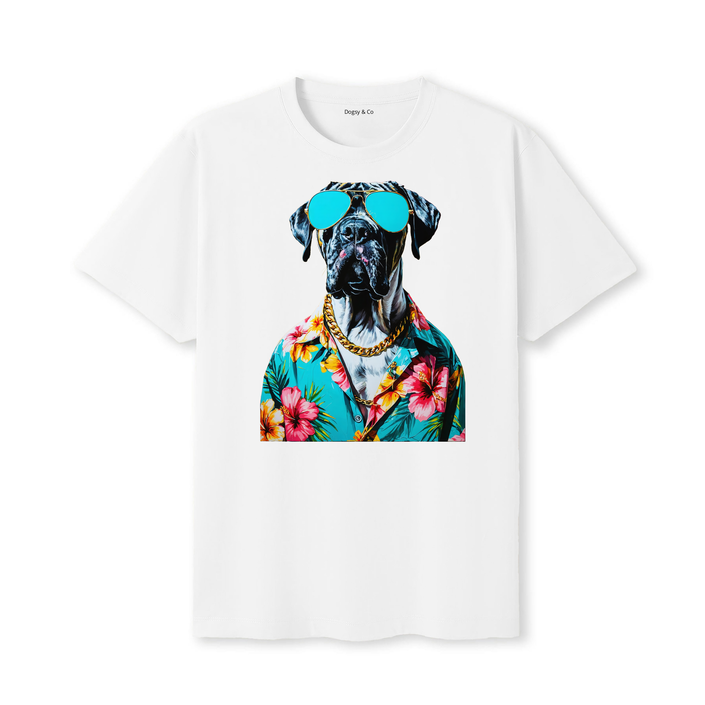 Mastiff Hawaii Dog T-Shirt - White