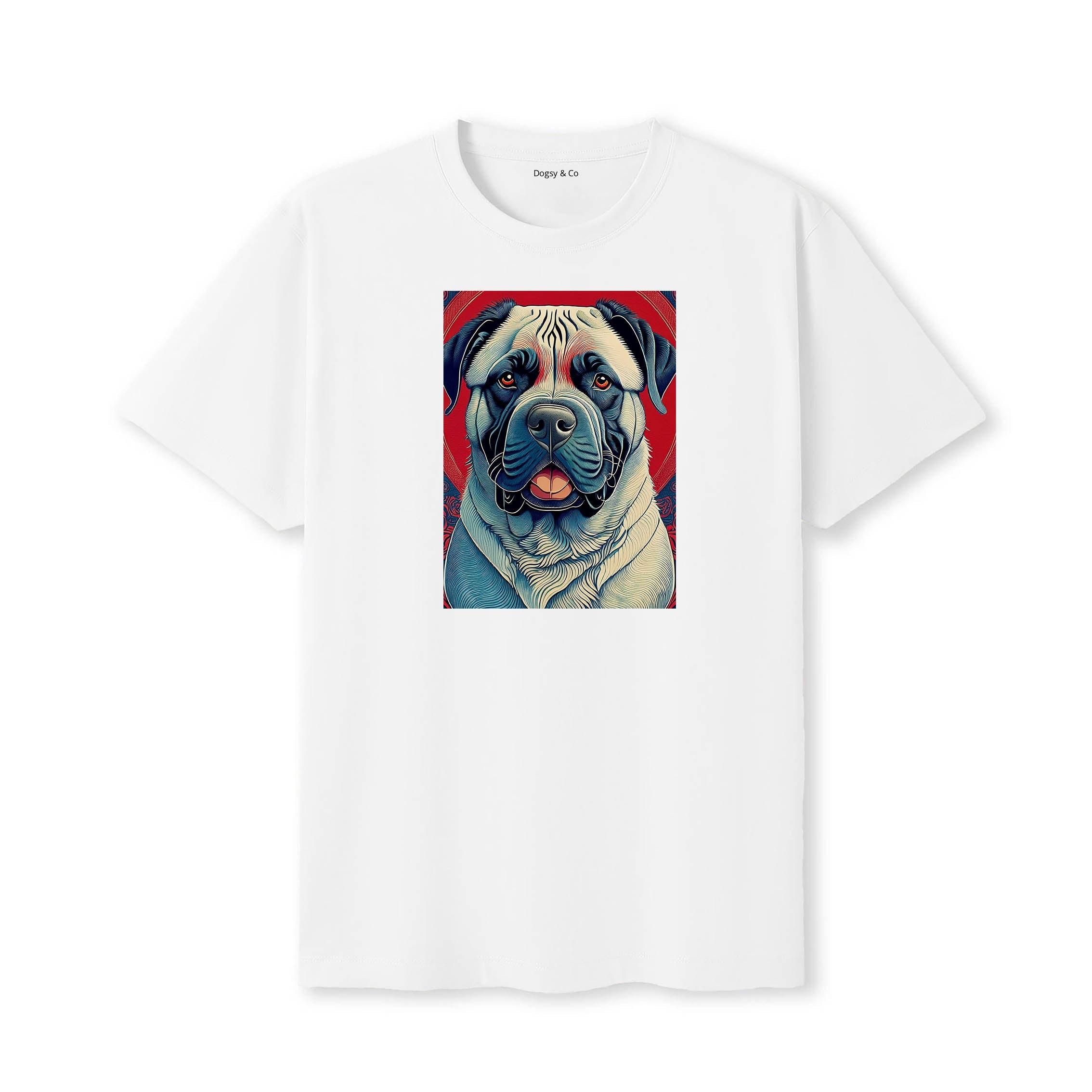 Mastiff Hokusai Dog Portrait T-Shirt White