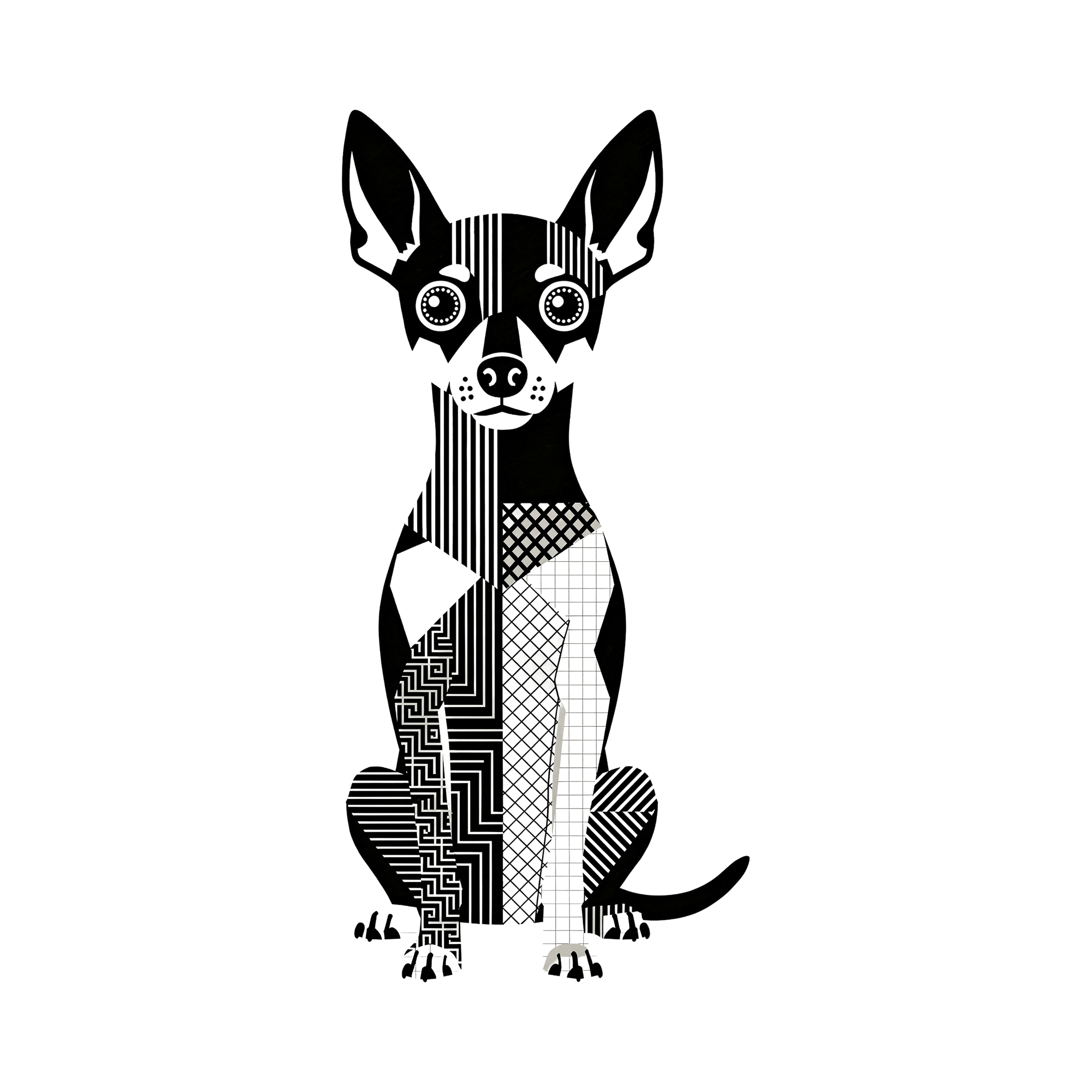 Miniature Pinscher Geometric Line Art - White