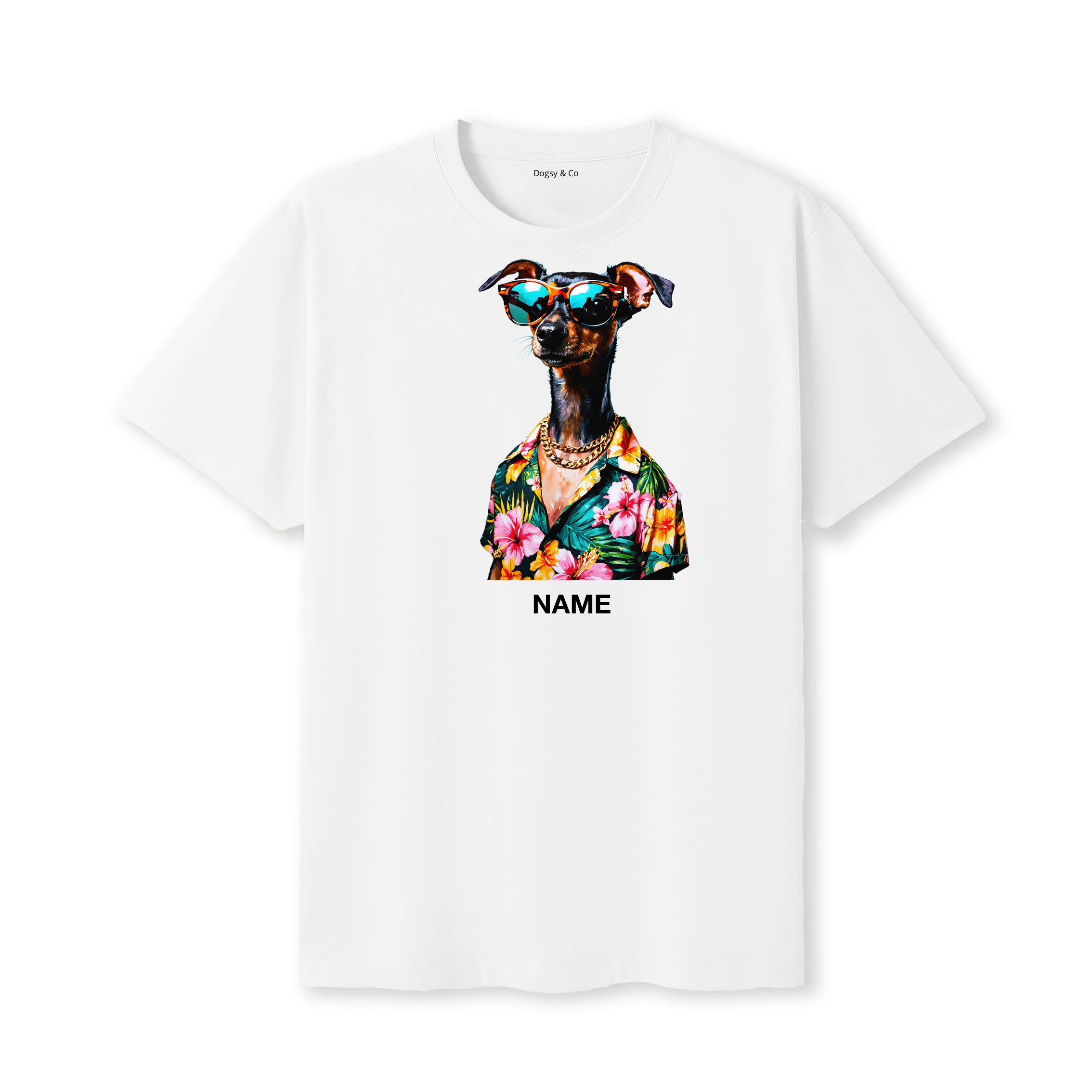 Miniature Pinscher Hawaii Dog Custom T-Shirt - White